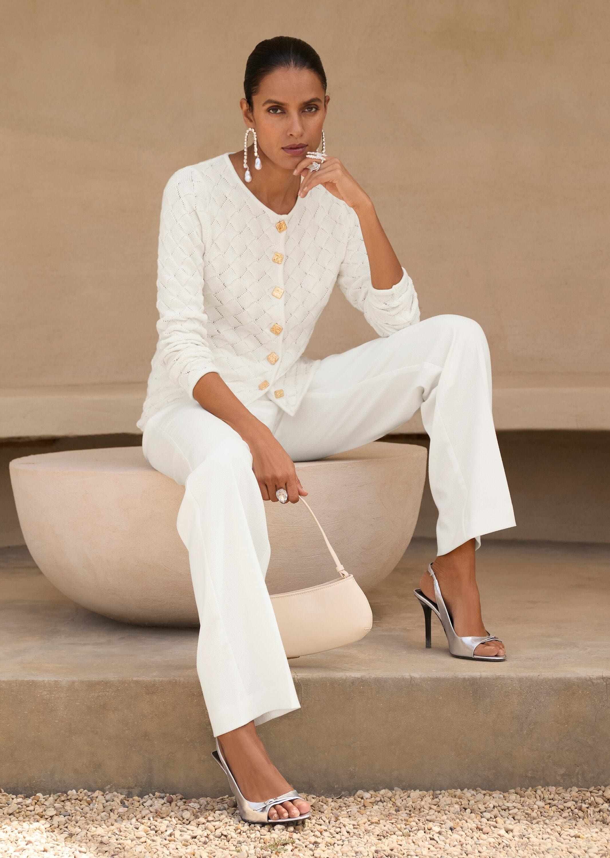 MADELEINE Strickjacke »Strickblazer Edler Struktur-Blazer mit Strickmuster, Langarm« Allover-Strickmuster