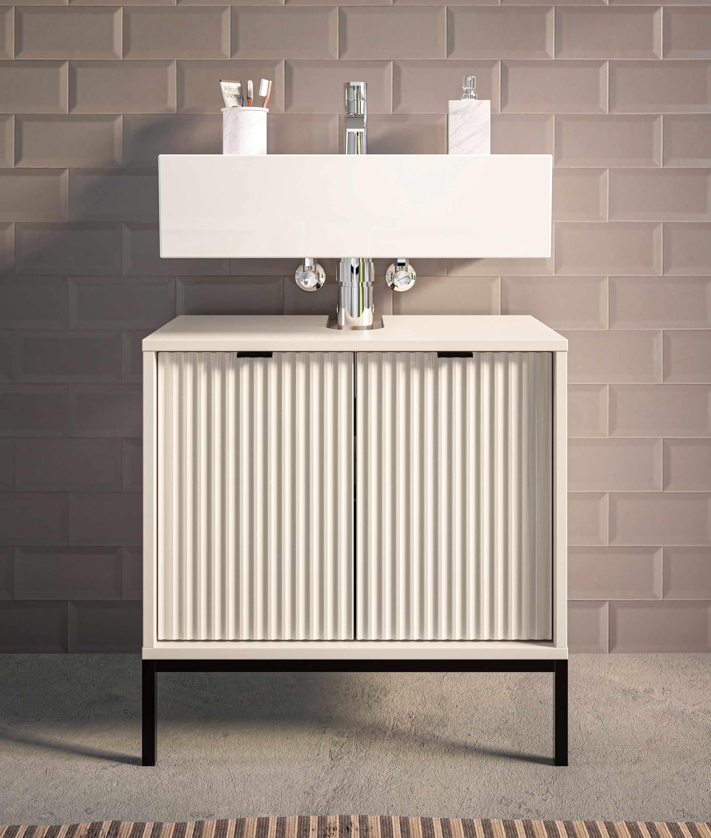 BASIC by Balculina Waschbeckenunterschrank »Lucera Waschbeckenunterschrank, Badezimmerschrank BxHxT 60x60x32« 1 Stk. tlg. Breite 60 cm, Tür L/R montierbar