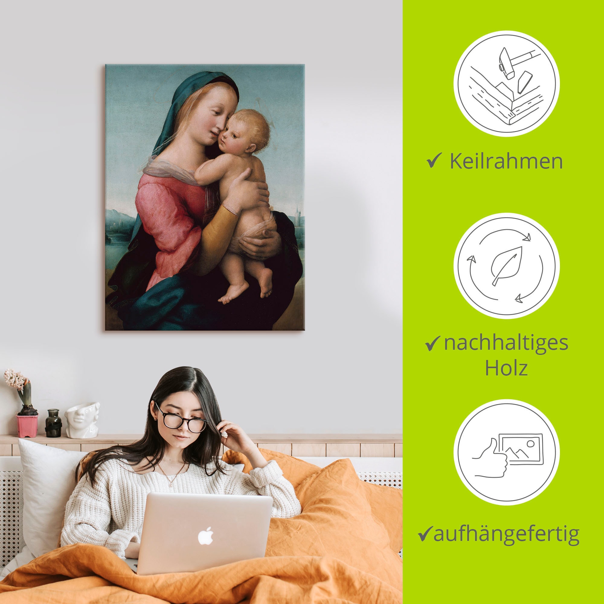Artland Leinwandbild »Die Madonna Tempi. Um 1507«, Gruppen & Familien, (1 St.), auf Keilrahmen gespannt