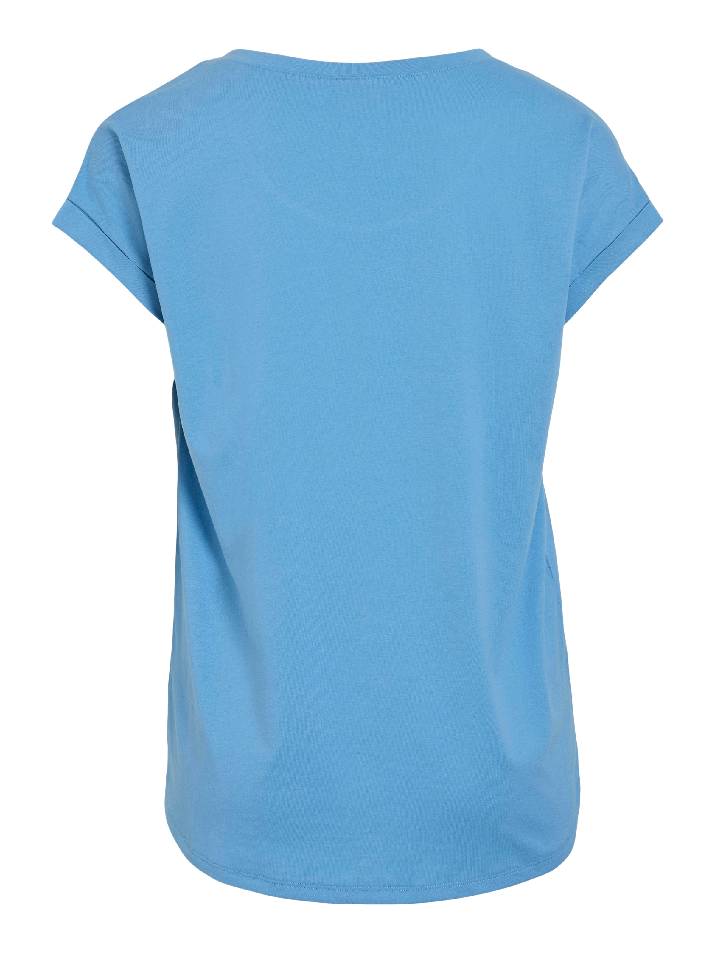 Vila Rundhalsshirt »VIDREAMERS NEW PURE T-SHIRT/SU-NOOS«, Basic Damen-T-Shirt mit Rundhalsausschnitt und umgeschlagenen Ärmeln
