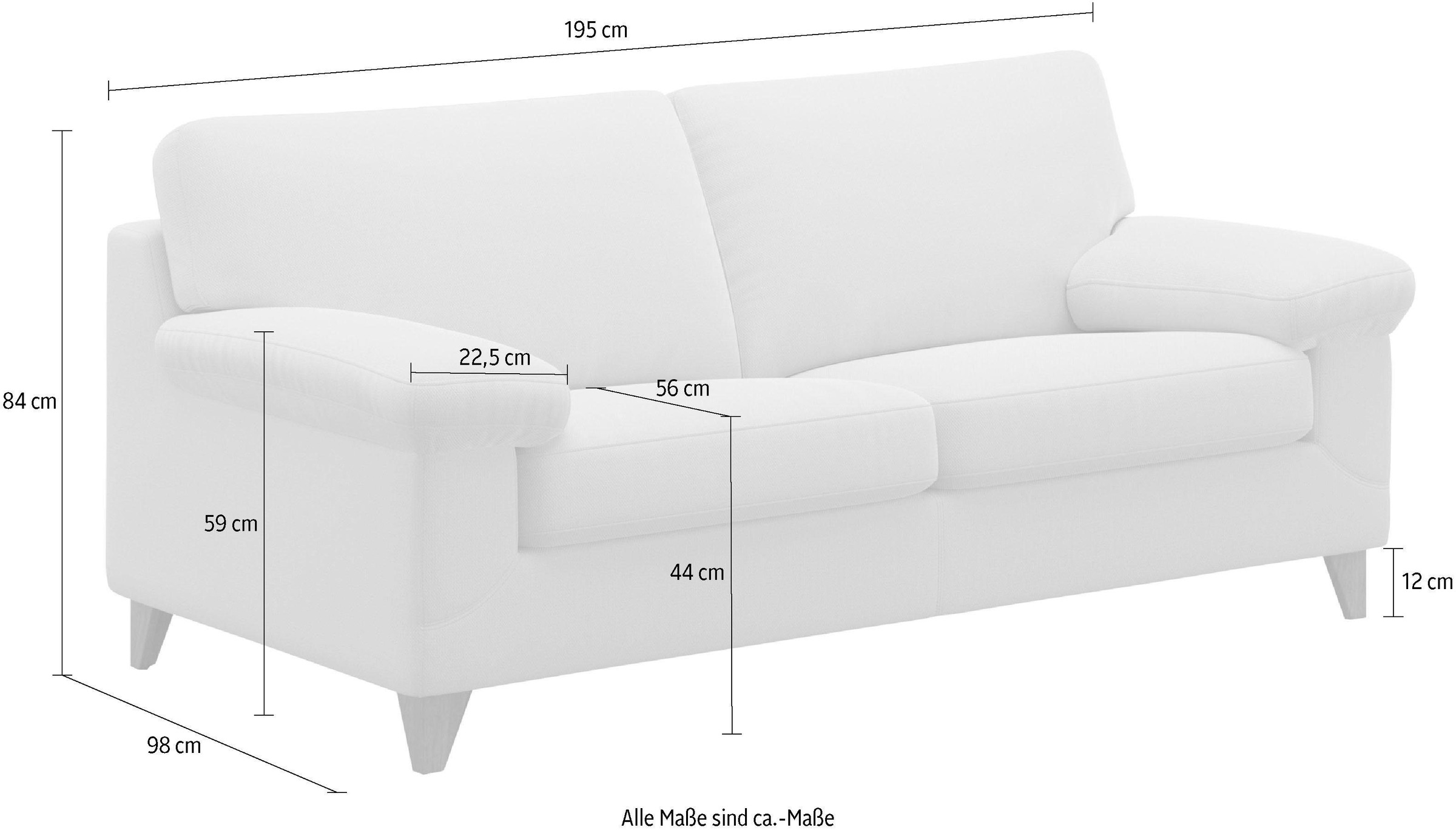 machalke® 2,5-Sitzer »diego«, mit weichen Armlehnen, Füße wengefarben, Breite 195 cm