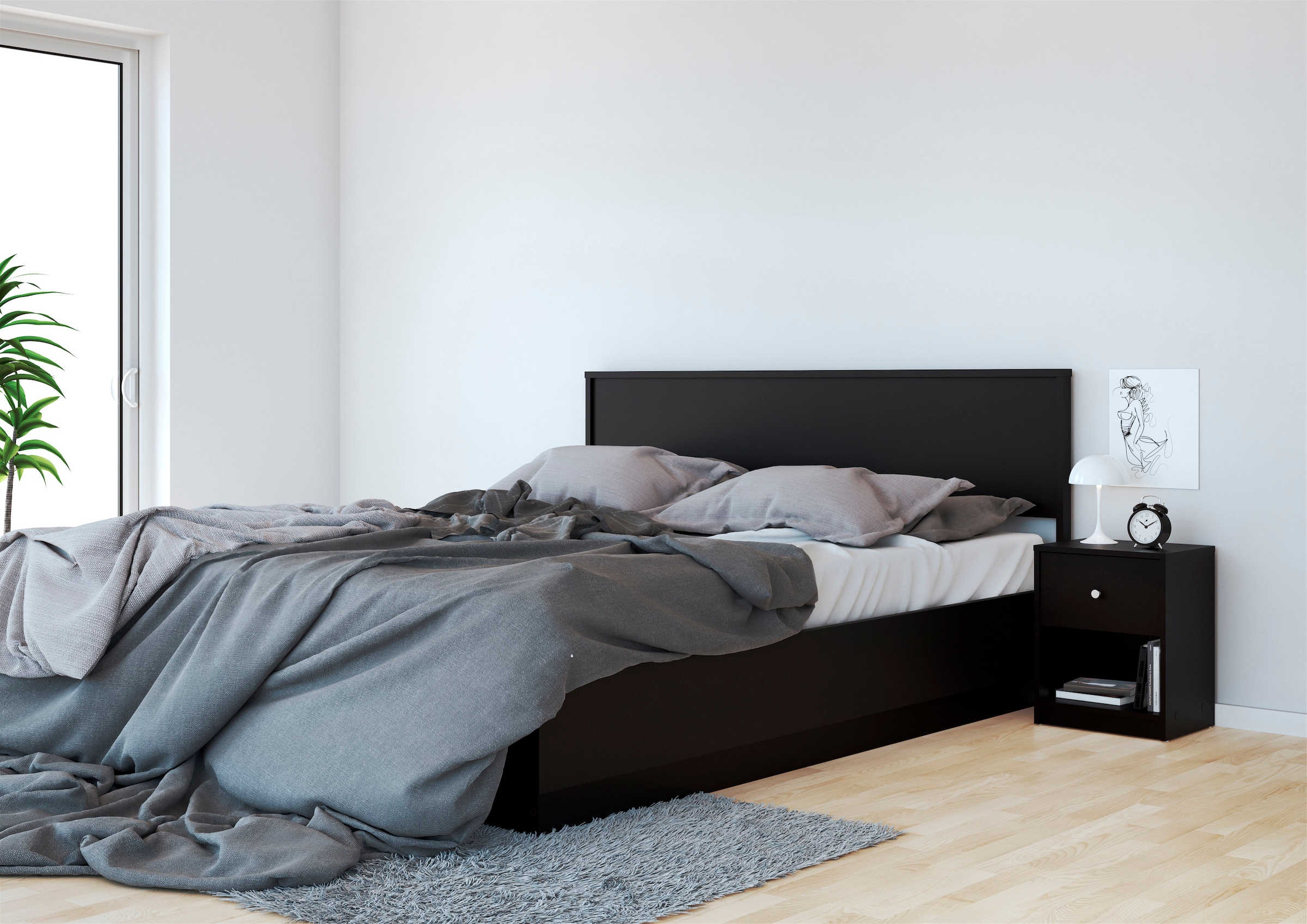 Home affaire Nachtkommode »May, Nachttisch, Nachtschrank, Beistelltisch,« mit 1 Schublade und einem offenen Fach, Breite 38 cm, Höhe 48 cm