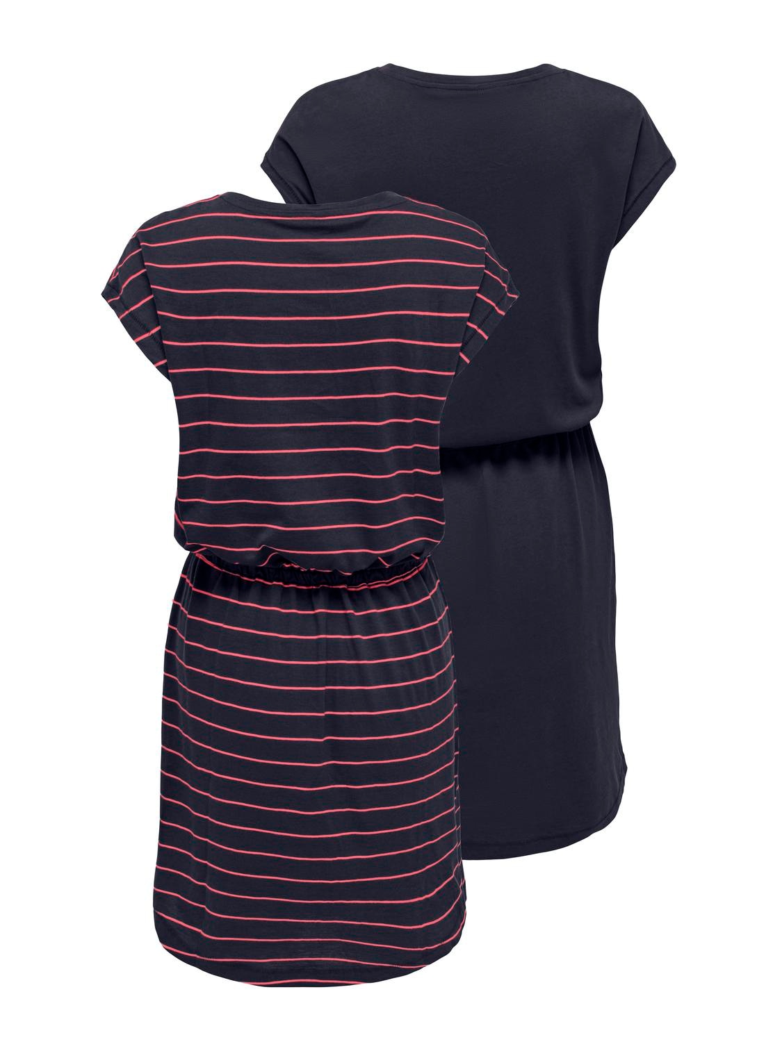 ONLY Shirtkleid »ONLMAY LIFE S/S DRESS 2 PACK CS JRS« 2er-Pack,  Baumwolle, regular fit, Rundhals