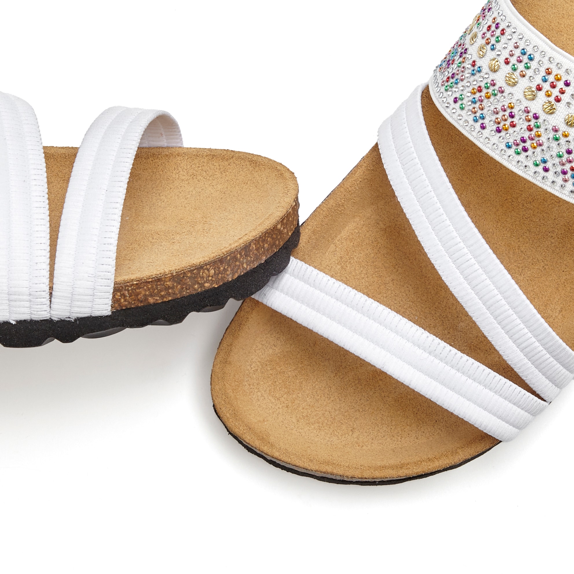 LASCANA Pantolette »Mule, Sandale, offener Schuh, Sommerschuh,«  mit Komfortkorkfußbett aus Leder und elastischen Riemen