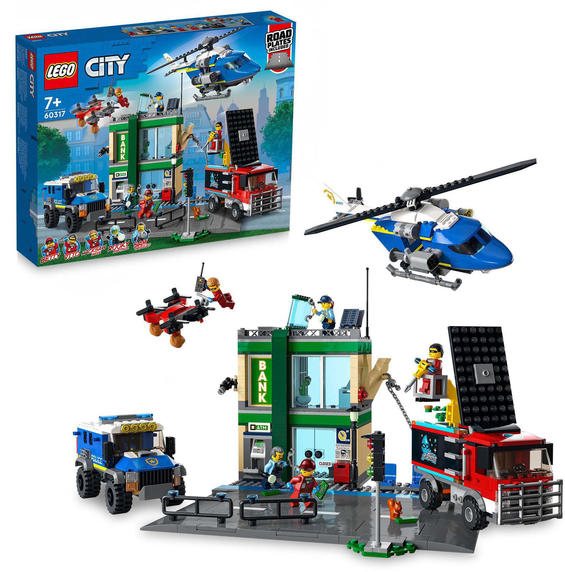 LEGO® Konstruktionsspielsteine »Banküberfall mit Verfolgungsjagd (60317), LEGO® City«, (915 St.)