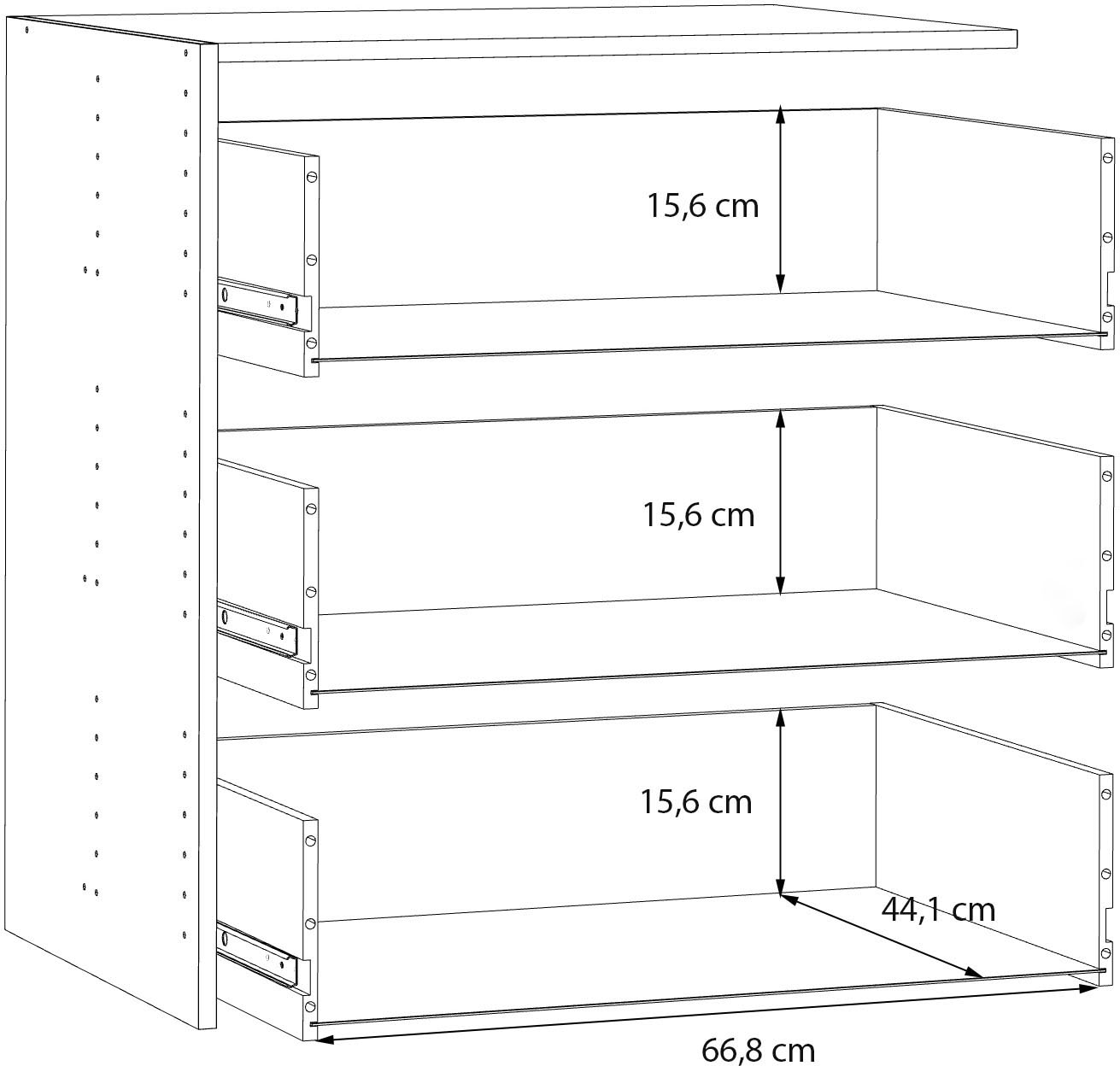 FORTE Inneneinteilung, Set aus 3 Schubkästen, Übersichtliche Ablage, geordnete Aufbewahrung