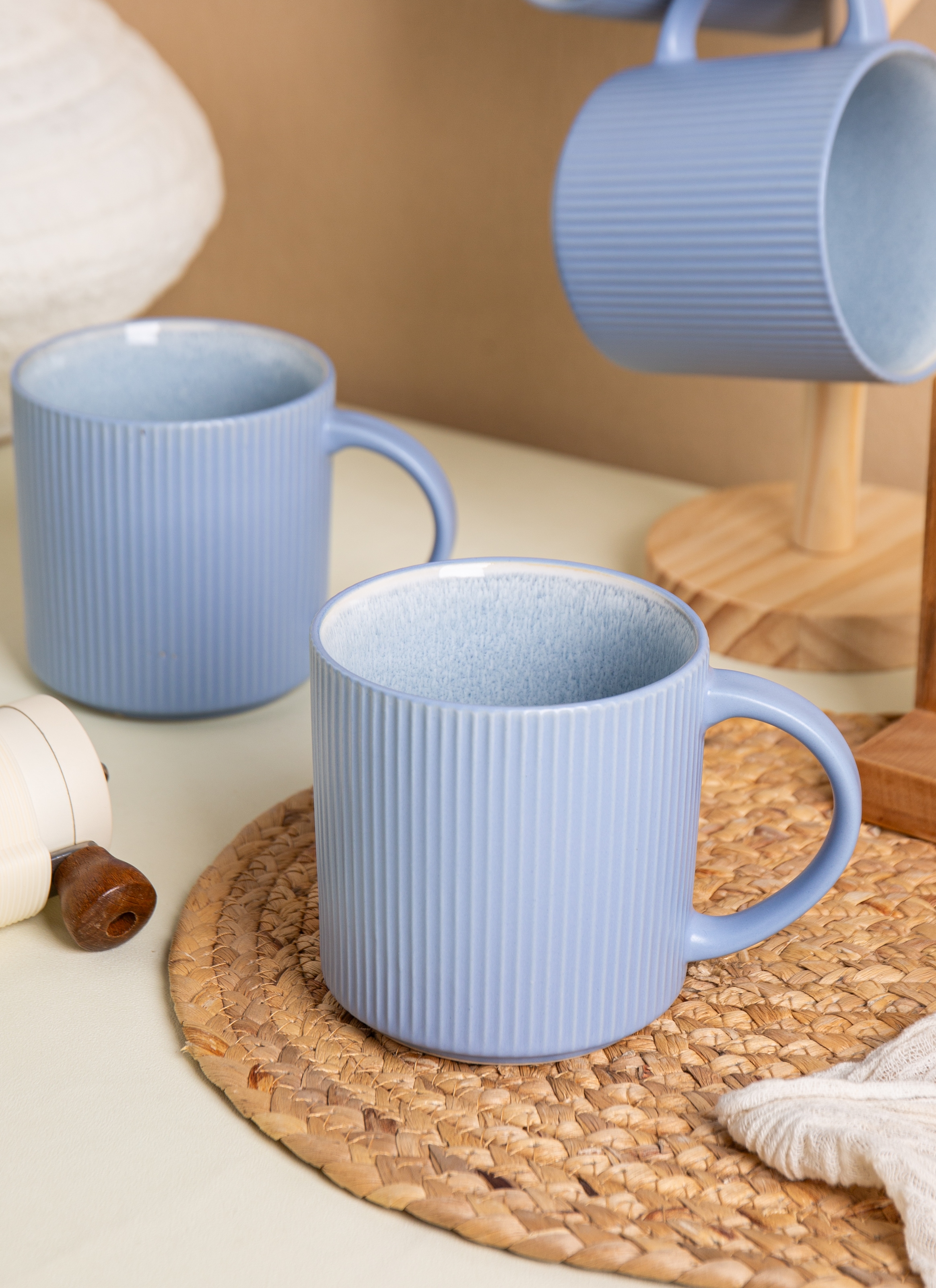 OTTO home Becher »Kaffeebecher Ylvii, 6er Set« Riffeloptik, spülmaschinenfest und mikrowellengeeignet, 460 ml