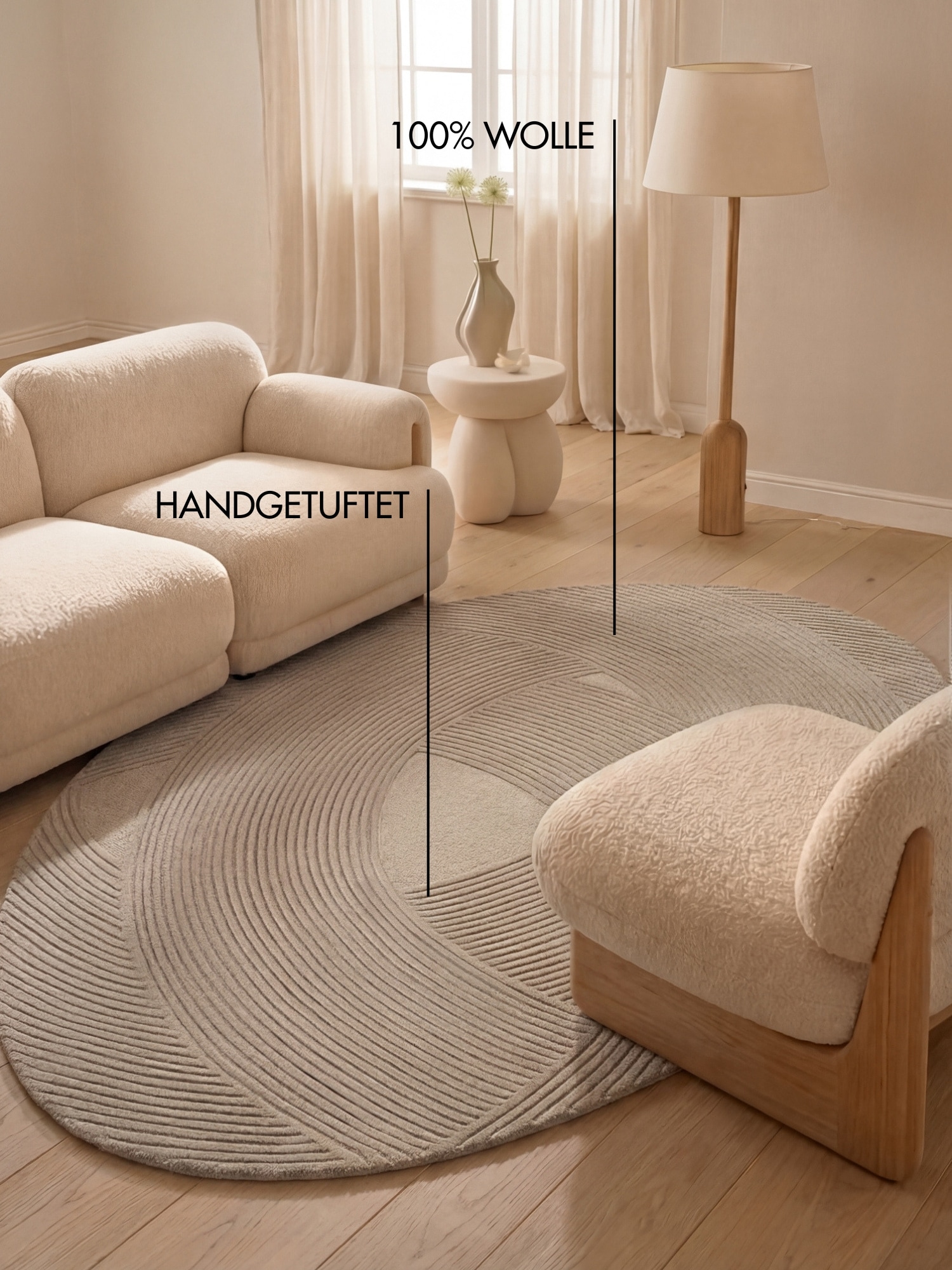 Ted Baker Wollteppich »Wollteppich Victoria« rechteckig 18 mm Höhe Naturteppich Wolle, Hoch-Tief-Design, Wohnzimmer, Schlafzimmer