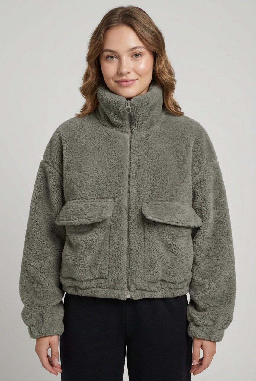 ONLY Plüschjacke »ONLANNA CONTACT LIFE SOL JACKET CC OTW« mit aufgesetzten Taschen, weiche Plüschqualität