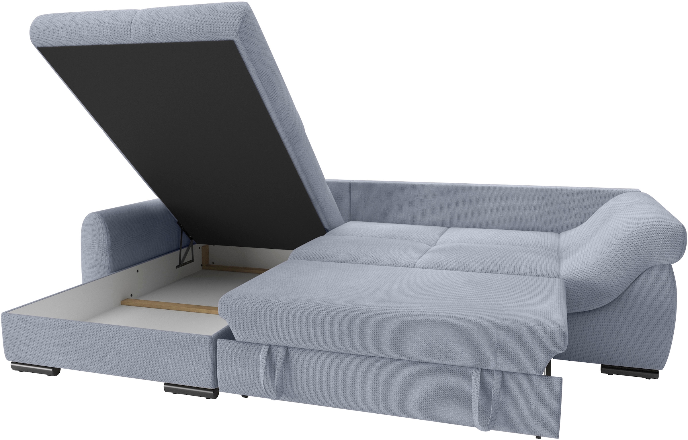 Mr. Couch Ecksofa »Livorno L-Form«, inkl. Hochschläfer-Bettauszug, XL-Bettkasten weiß beschichtet