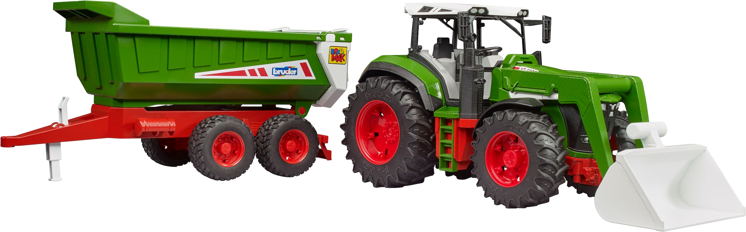 Bruder® Spielzeug-Traktor »Roadmax Traktor mit Frontlader und Kippanhänger (03452)« Made in Europe