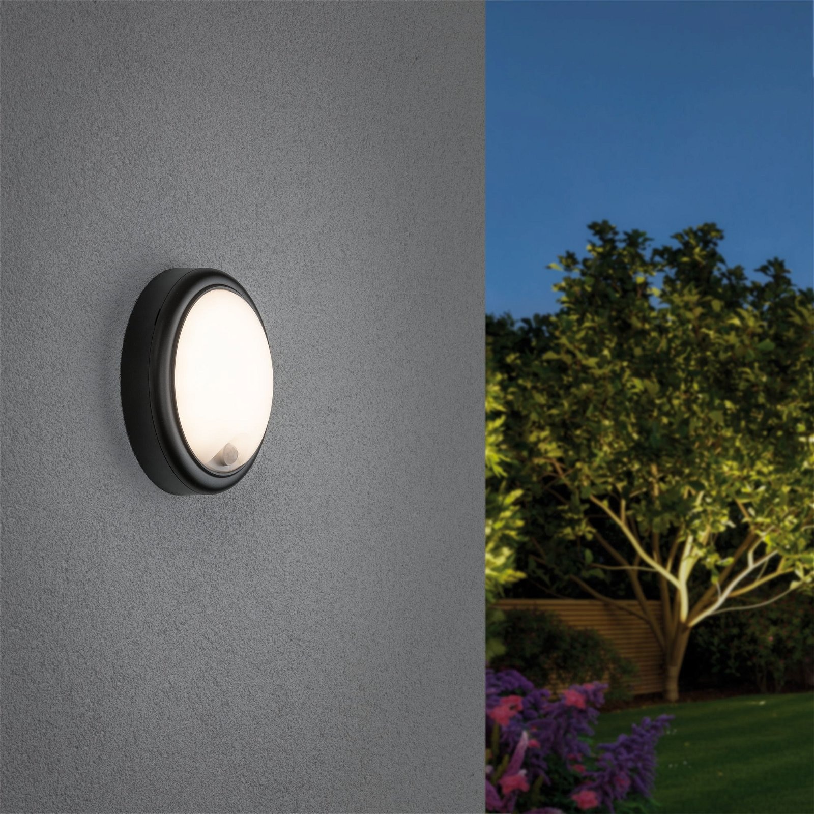 Paulmann LED Außen-Wandleuchte »IP44 180mm 3000K 15W 1050lm 230V Grau Kunststoff«, 1 flammig, Bewegungsmelder