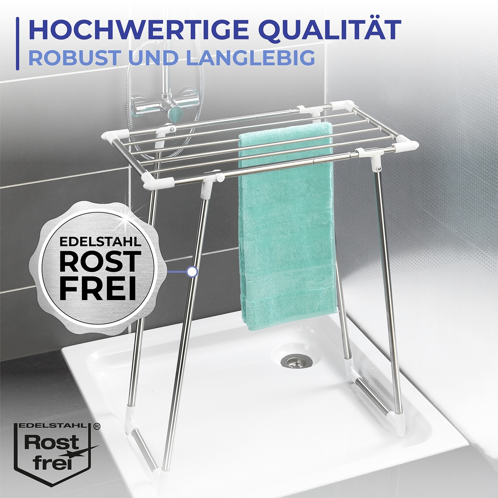 Maximex Wäscheständer »Raumwunder«, schmaler Wäschetrockner, ausziehbar & klappbar, für Dusche & Badewanne