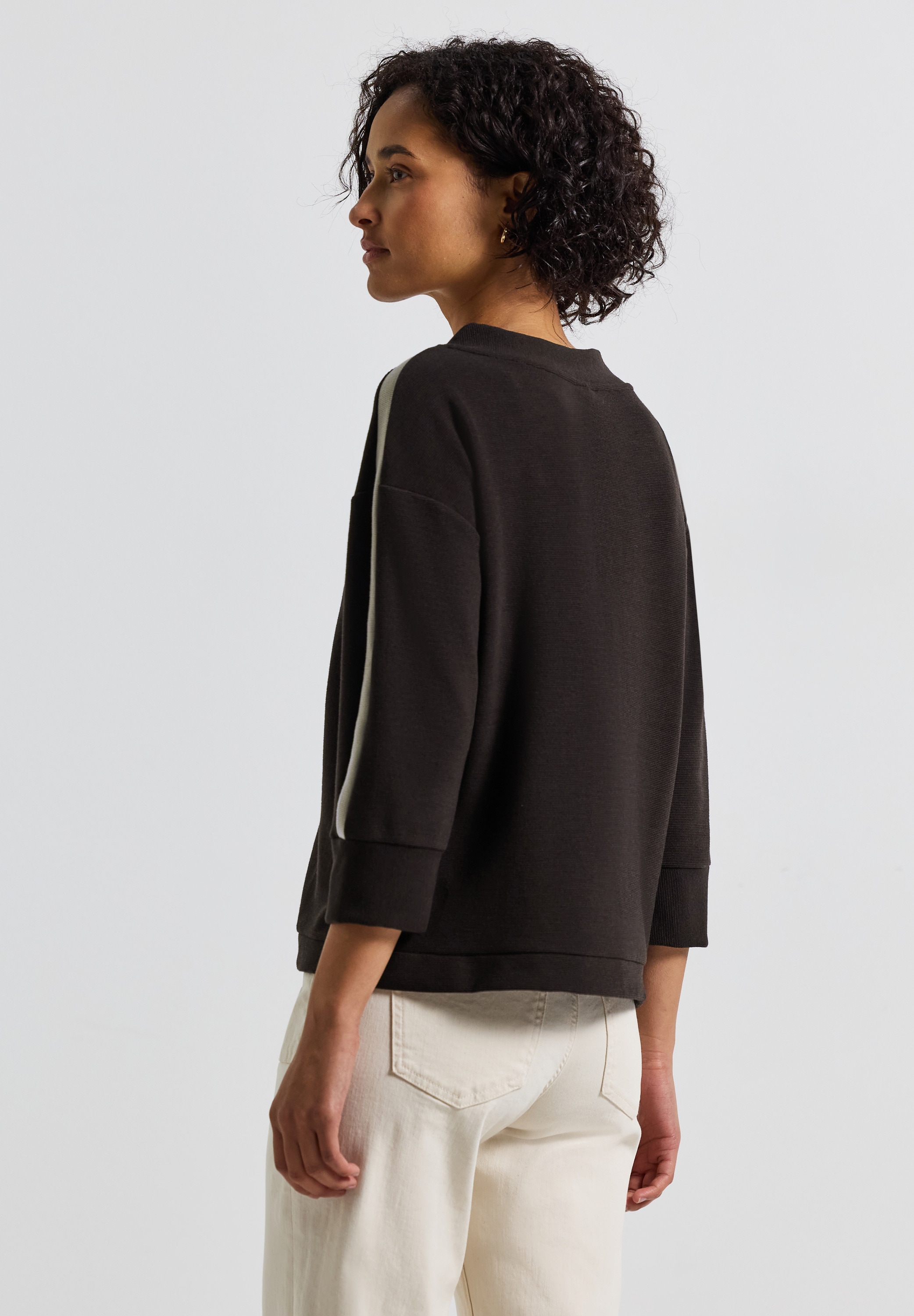 STREET ONE Kapuzensweatshirt, Ottoman Shirt mit Tape