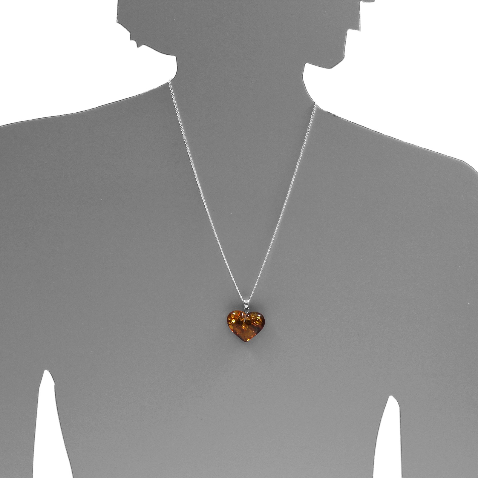 OSTSEE-SCHMUCK Kettenanhänger »- Herz - 21 mm - Bernstein -,«