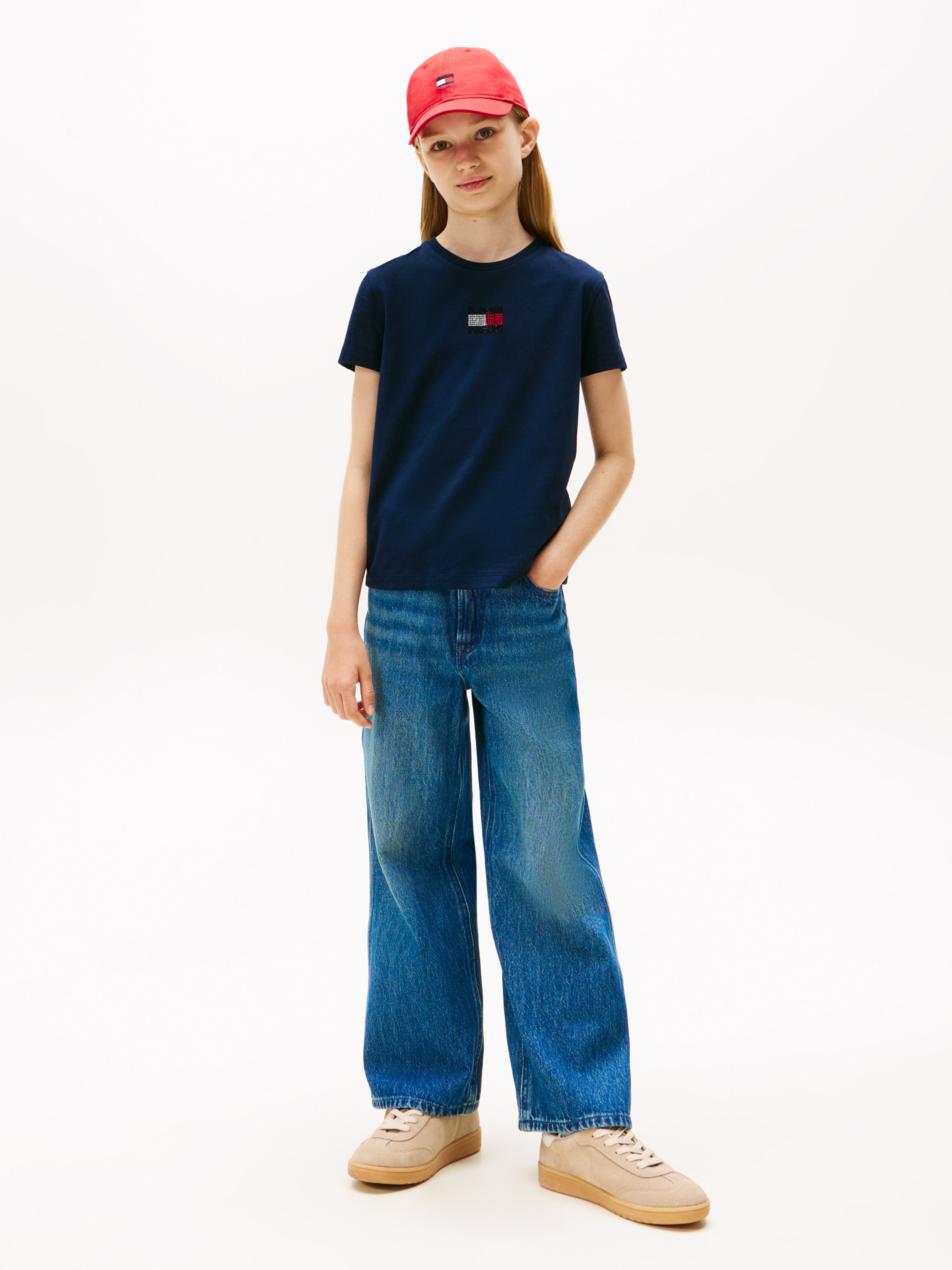 Tommy Hilfiger T-Shirt »RHINE STONE FLAG TEE S/S«, Kinder bis 16 Jahre