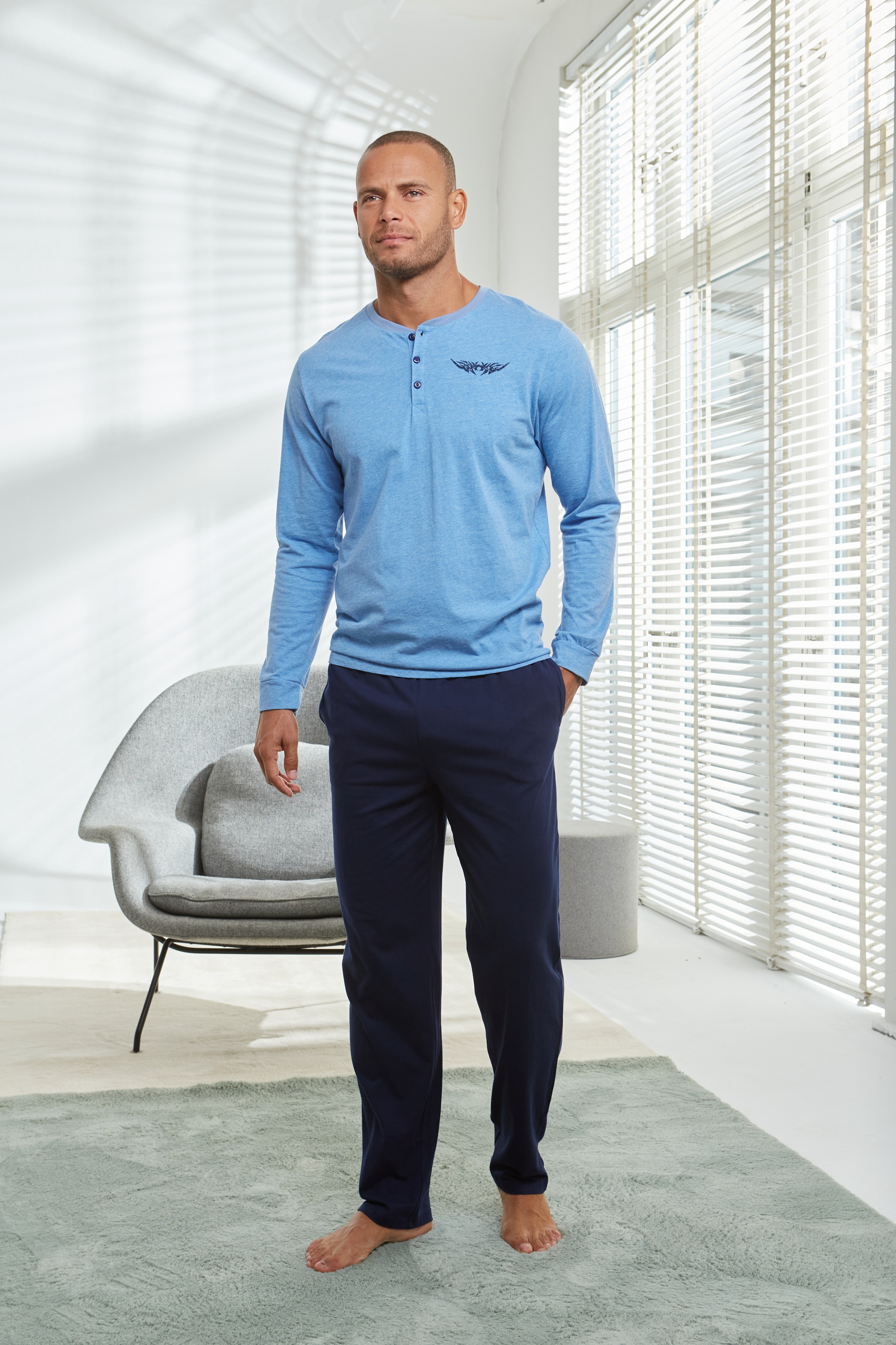 Authentic Le Jogger Herren Pyjama »Schlafanzug für Herren« 1 Stück in blau, Größe 44/46