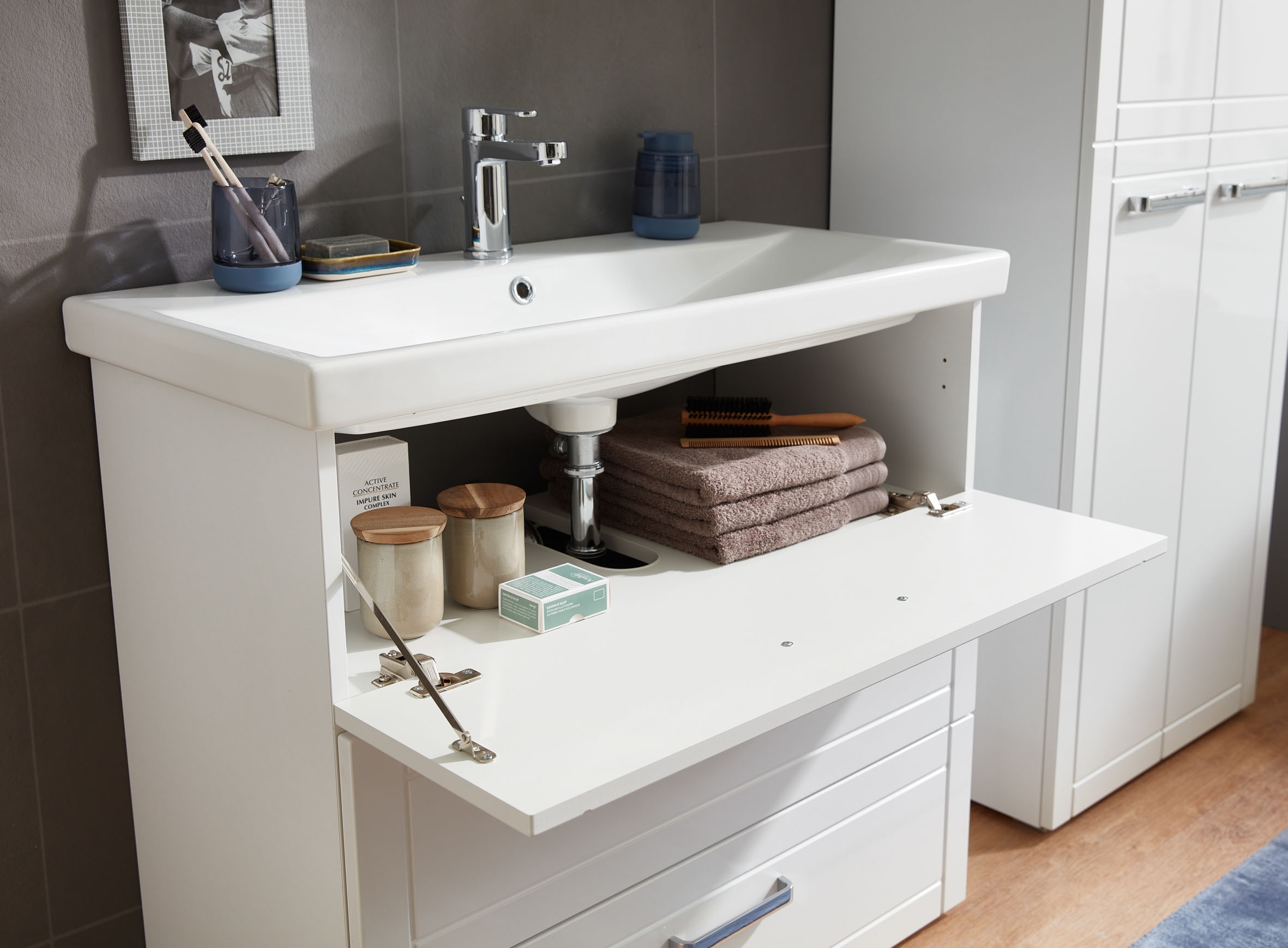 Saphir Badmöbel-Set »Serie 3007,Waschtisch mit Spiegelschrank« 3 Stk. tlg.