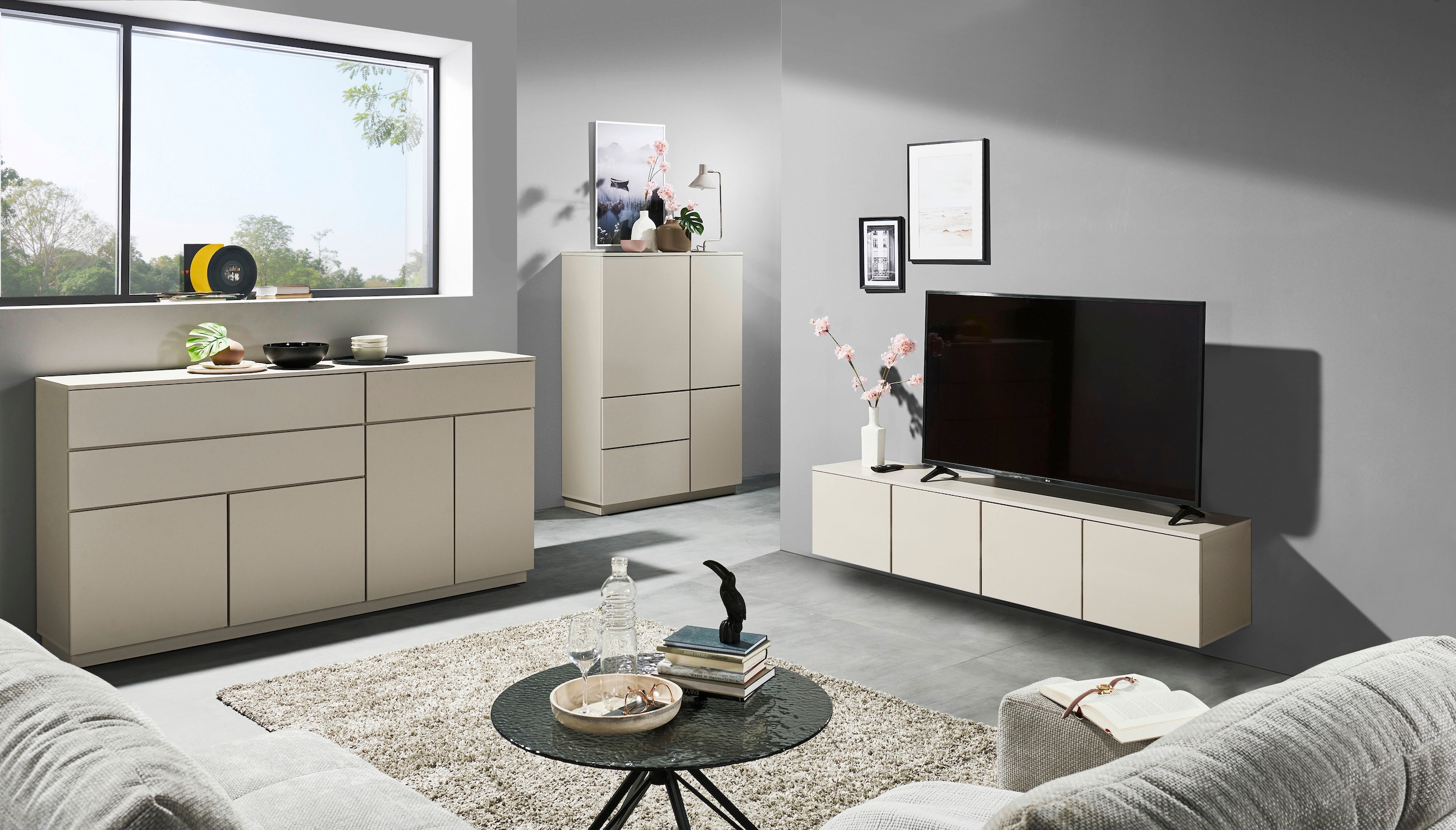 HBZ Sideboard »Vince Sideboard, B/H/T 191x100x38 cm« 1 Stk. tlg. Breite 191 cm, Push-to Open, Melaminbeschichtung