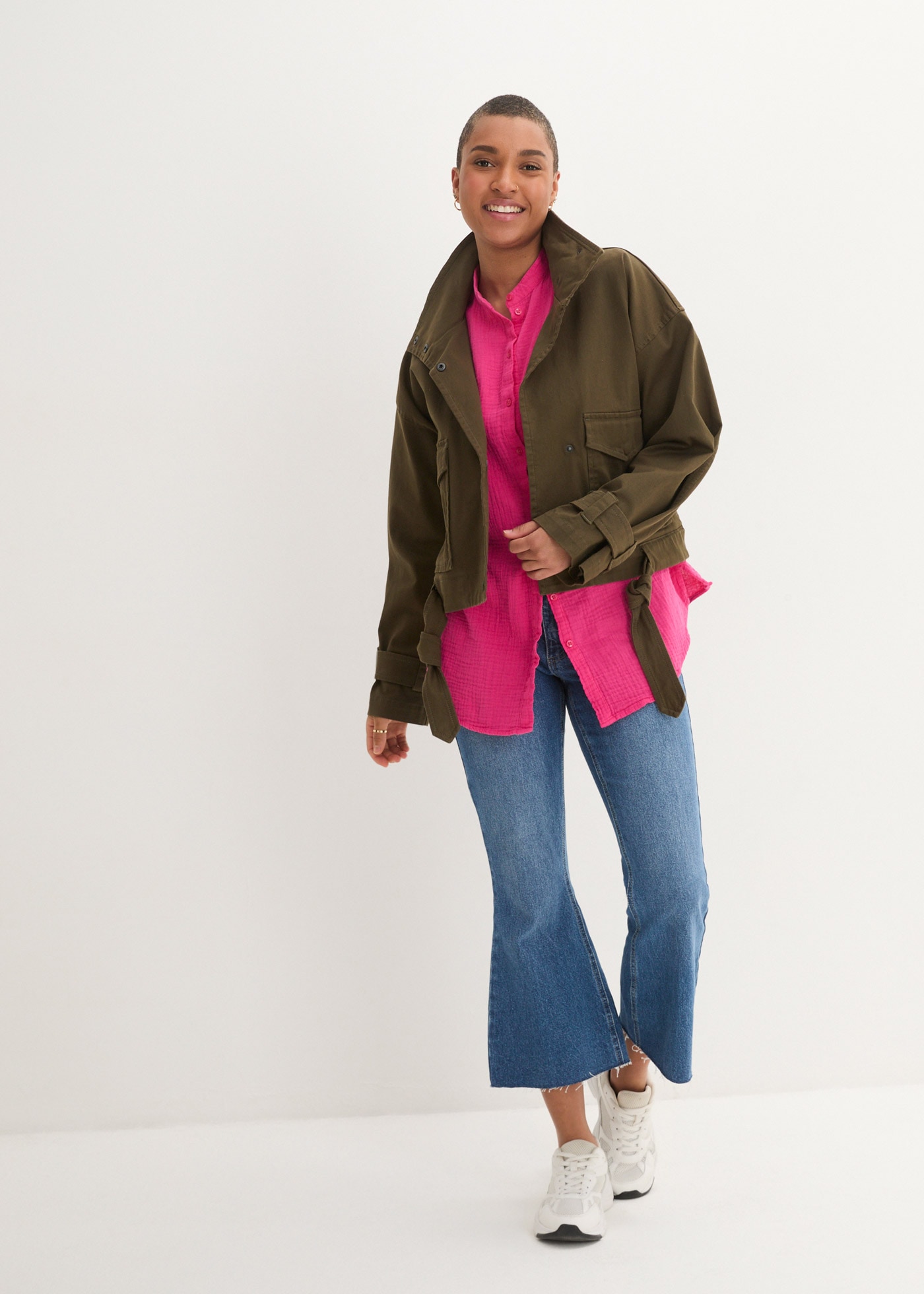 bonprix Langarmbluse »Musselin-Longbluse aus Baumwolle« Oversize-Passform, mit Seitenschlitzen, aus Musselin