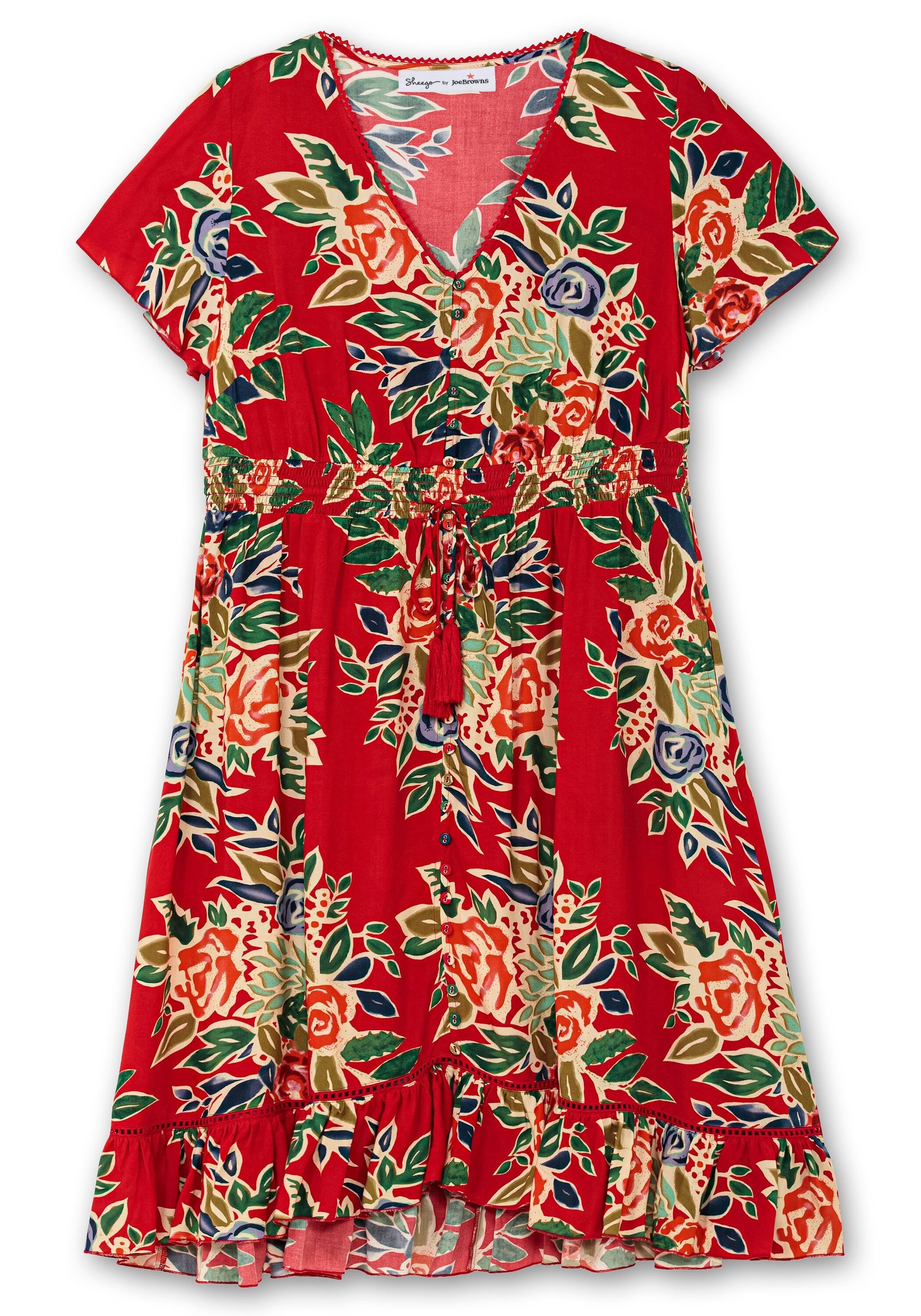 Sheego Druckkleid »Kleid mit Blumendruck und Volantärmeln mit Blumenmuster und Volantärmeln«