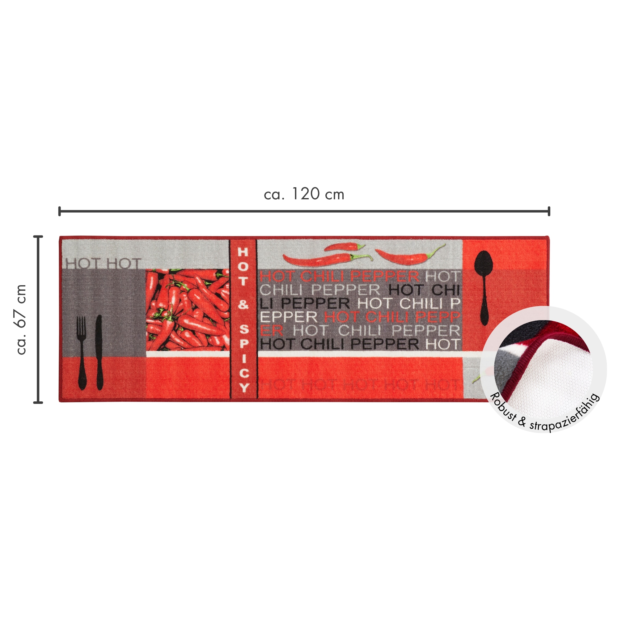 Andiamo Küchenläufer »Hot Pepper« rechteckig 5 mm Höhe Motiv Peperoni/Chili, Küche, waschbar, Kundenliebling