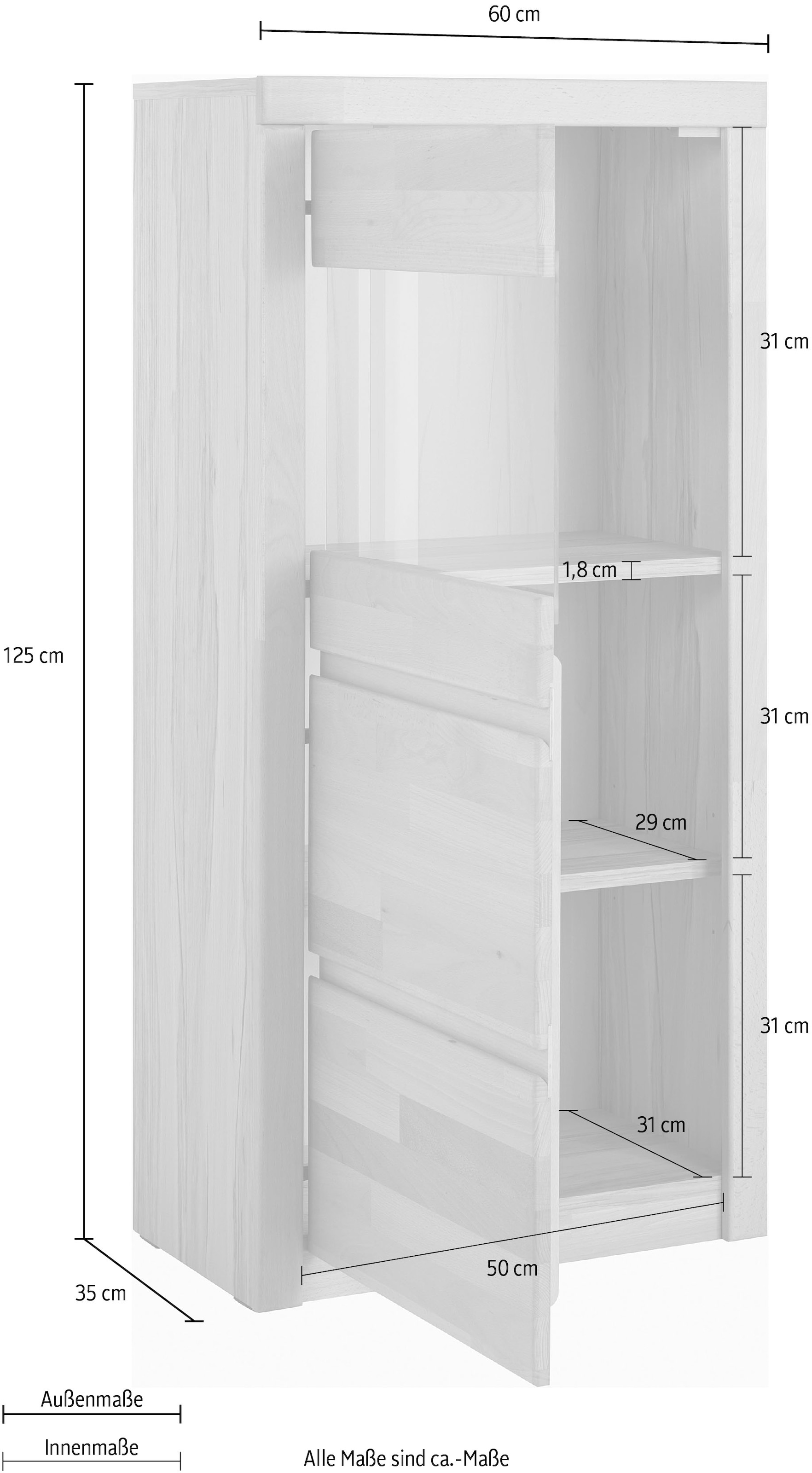 OTTO home Vitrine »Silkeborg« schöne grifflose Optik, teilmassiv