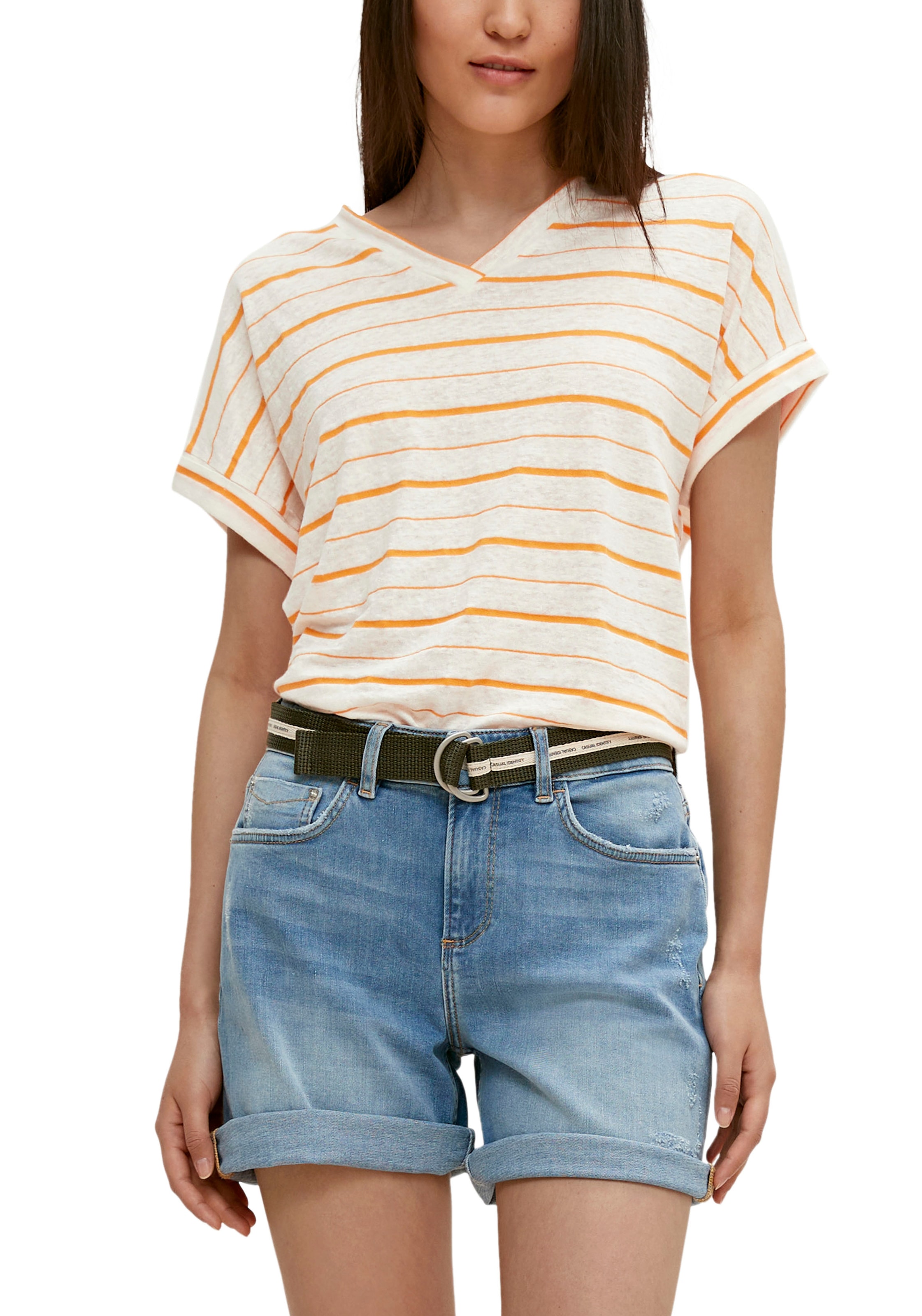kaufen Leinen V-Shirt, sommerlichem bei in Comma aus Streifenoptik, OTTO