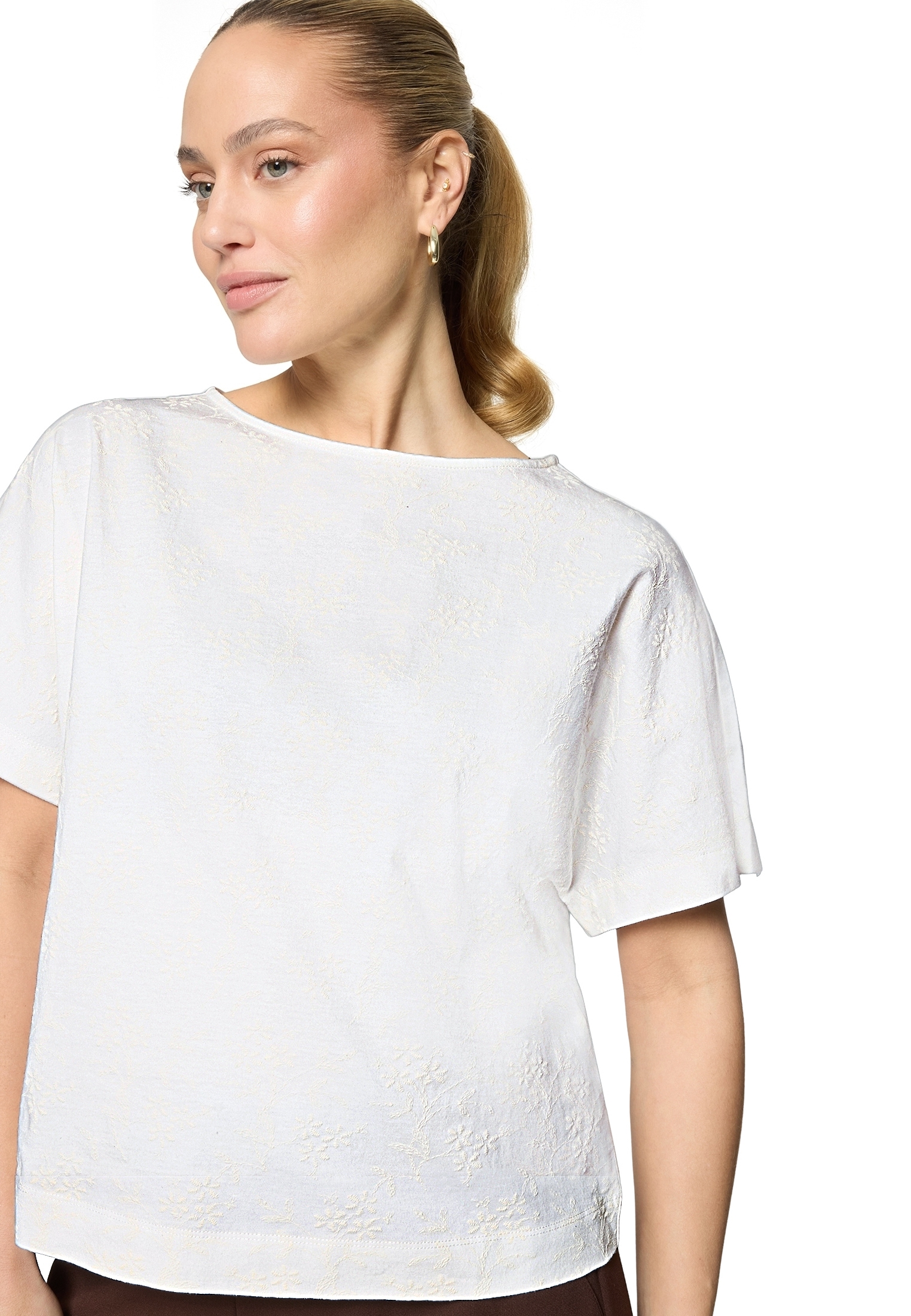 Zero T-Shirt »Baumwoll-T-Shirt mit Stickerei«