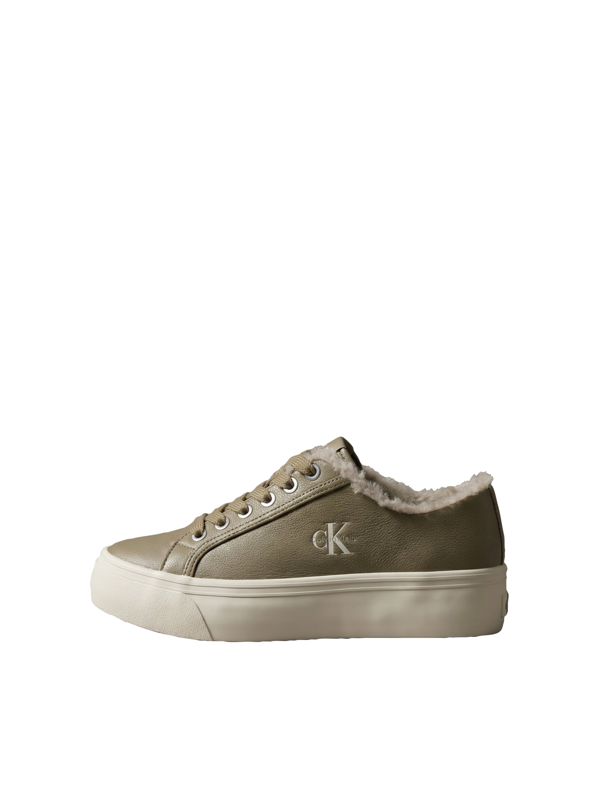 Calvin Klein Plateausneaker »VULC FLATF LACEUP LTH FUR«  Halbschuh, Schnürschuh, Casual-Sneaker mit seitlichem CK-Logo