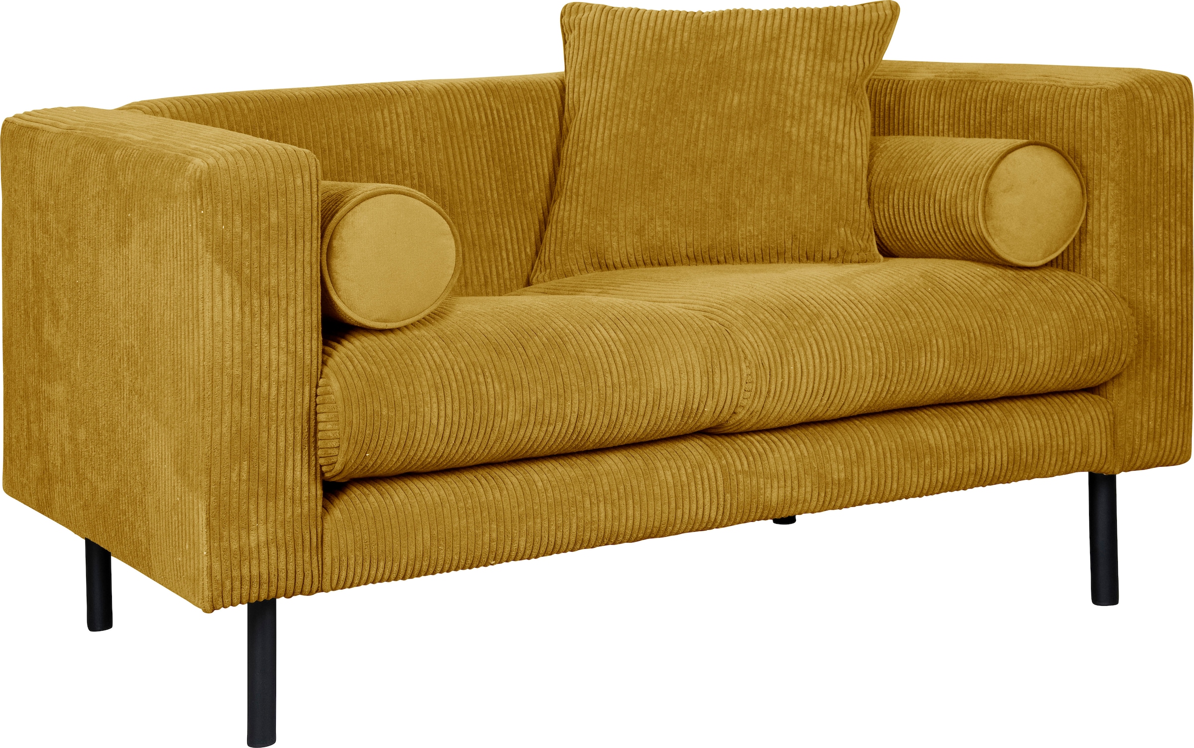 Home affaire 2-Sitzer »Lillibeth Designsofa mit Wellenunterfederung, Maße B/T/H: 155/74/83 cm« Zierkissen als Wendekissen, in Samtoptik oder Cord
