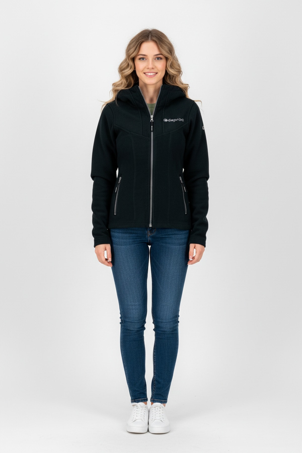 DEPROC Active Kapuzenfleecejacke »GLORY MAY II« mit Kapuze mit 2-Wege-Reißverschluss