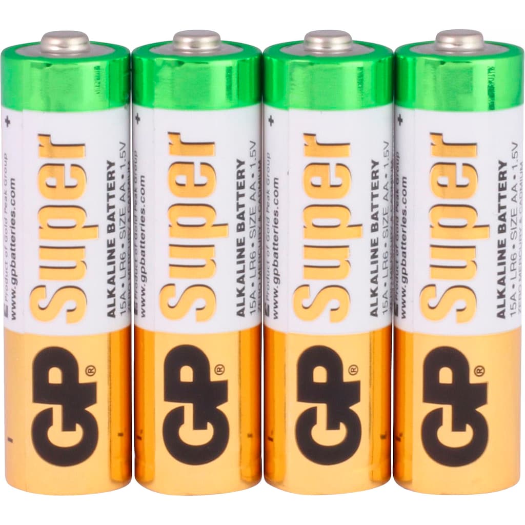 GP Batteries Batterie »4er Pack Super Alkaline AA«, LR06, 1,5 V, (Set, 4 St.)