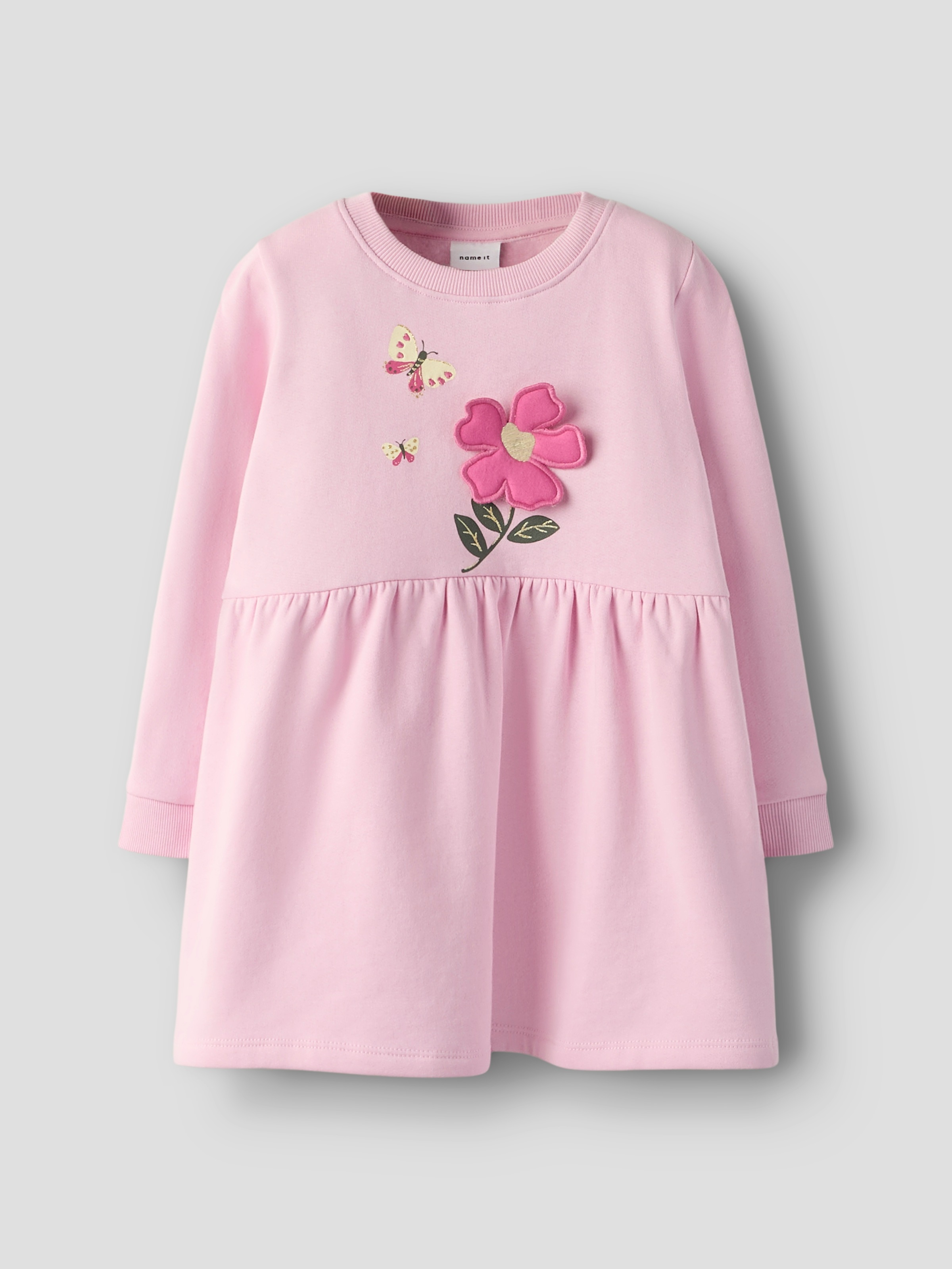 Name It Sweatkleid »NMFDRIVA LS SWEAT DRESS UNB« mit hochwertigem Frontmotiv in 3D-Optik