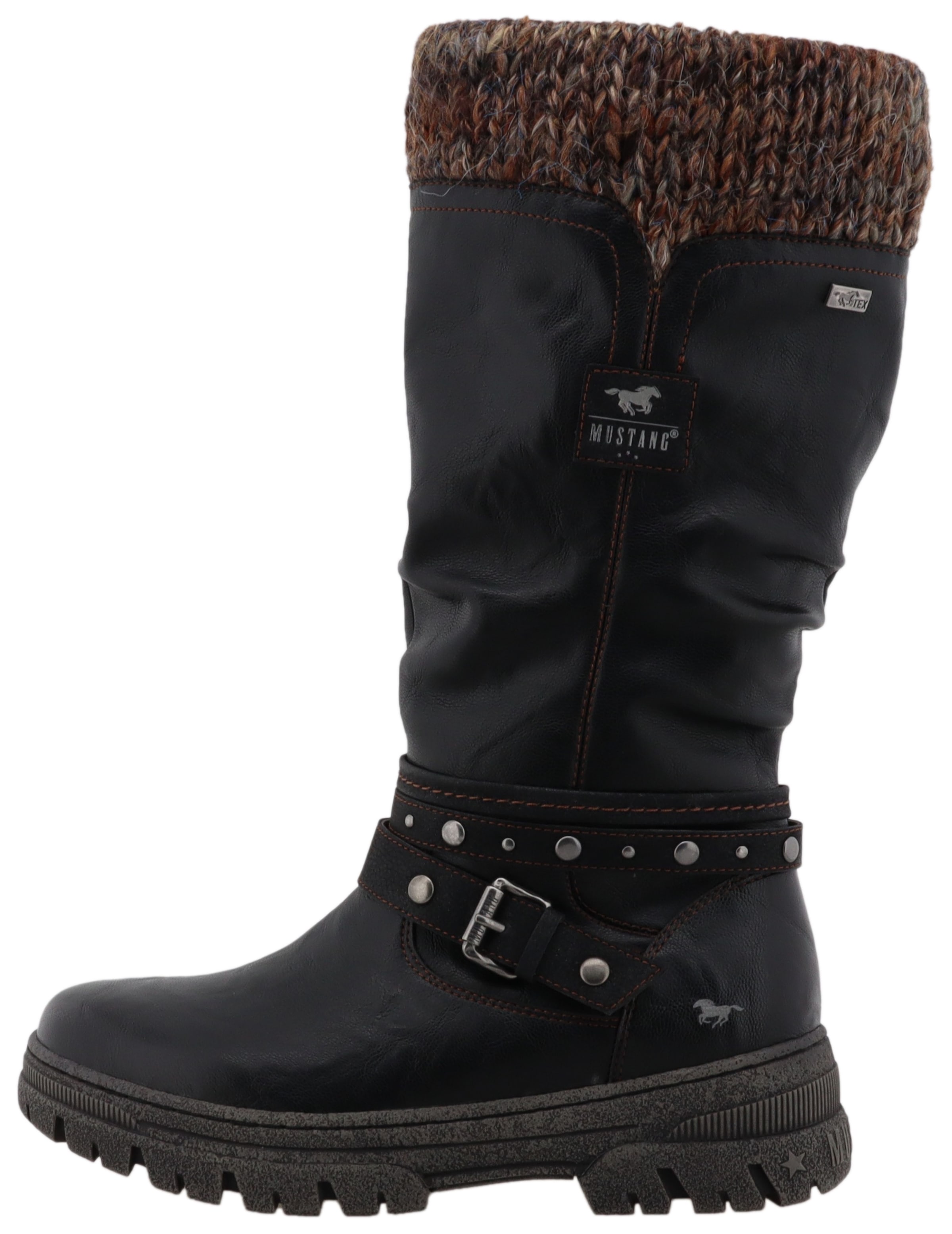 Mustang Shoes Winterstiefel »Tabitha«  Stiefel mit Zierriemchen und Blockabsatz