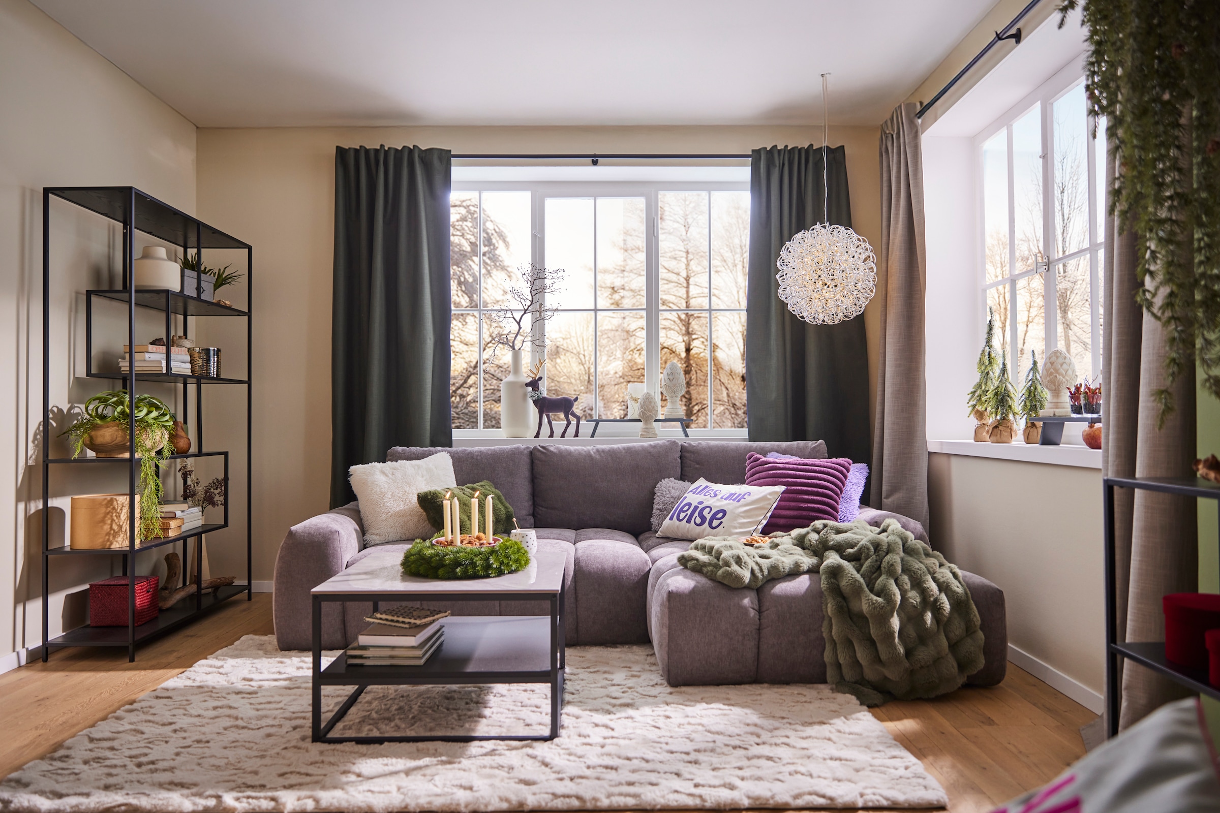 INOSIGN Ecksofa »AZITA klein optionale Schlafsofa mit Bettkasten, B/T/H: 270/166,5/84cm«, L-Form mit Wellenunterfederung, Bubble-Optik
