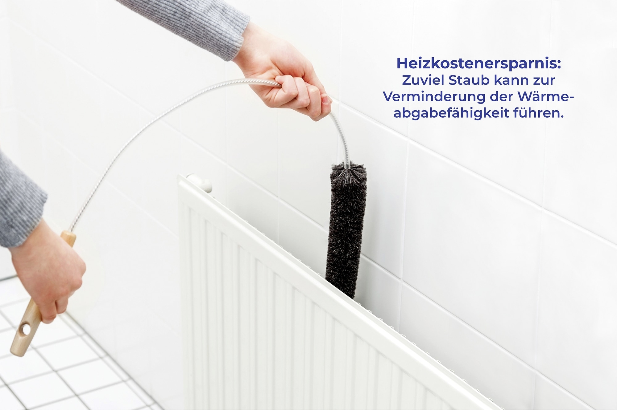 Maximex Reinigungsbürste »Heizkörperbürste Ziegenhaar 50 cm«, aus Holz-Metall, extra lang, schonende Reinigung kleinster Zwischenräume am Heizkörper
