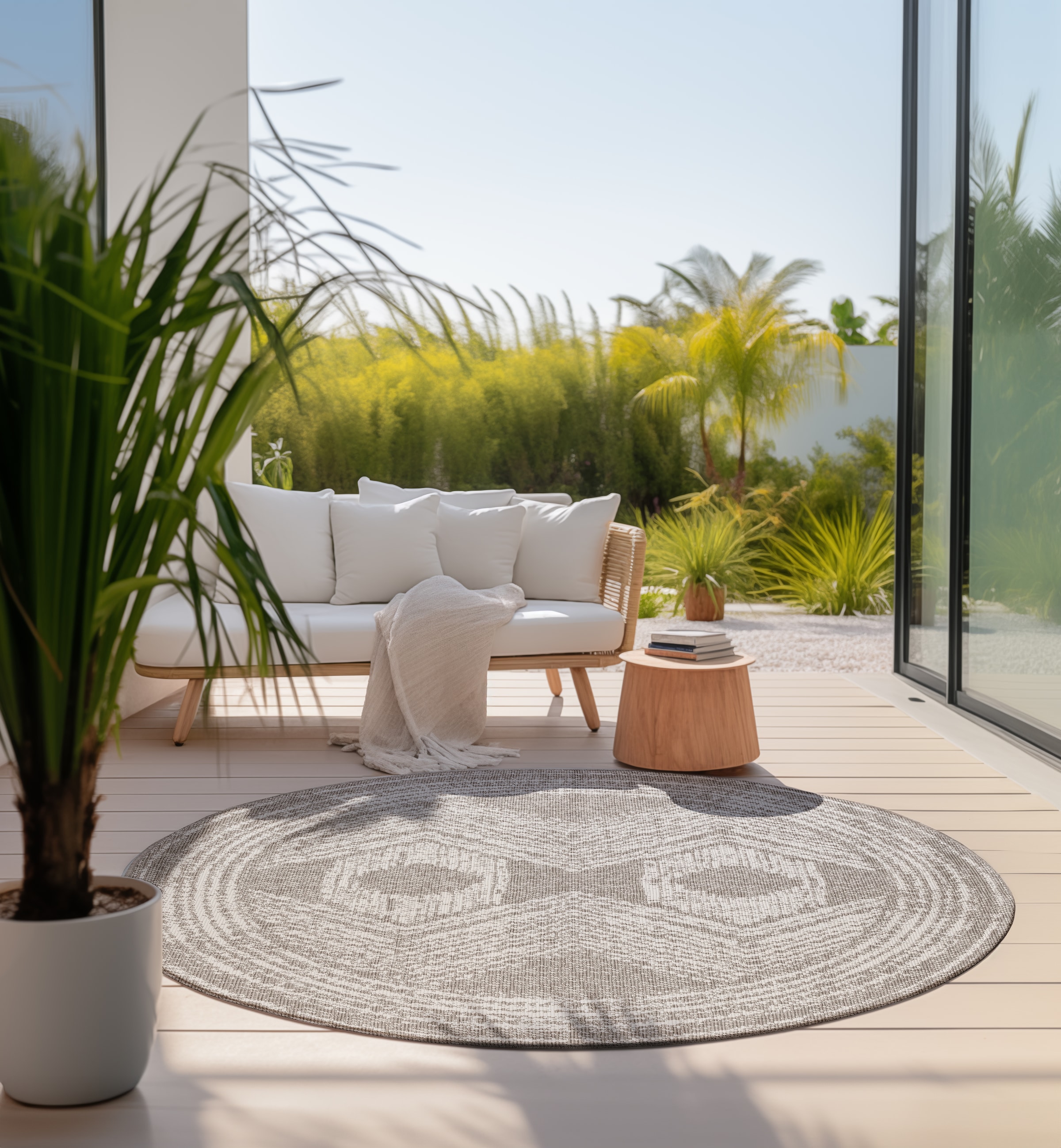 ELLE DECORATION Teppich »Merge, In- und Outdoor«, rund, Flachgewebe, In-& Outdoor, Modern, Wendeteppich, Balkon, Wohnzimmer