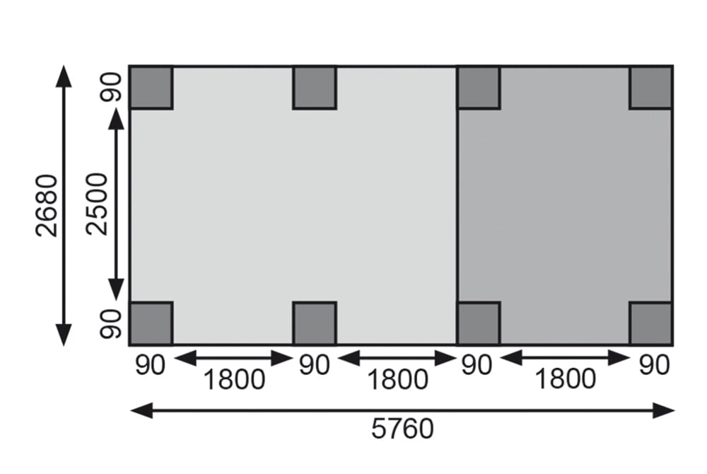 Karibu Doppelcarport »»ECO 2« Variante C , kesseldruckimprägniert« Massivholz 509 cm KDI aus Masivholz