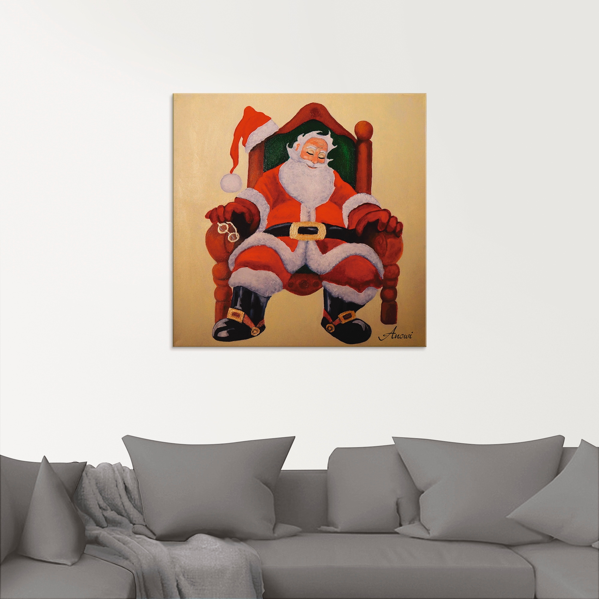 Artland Glasbild »Schlafender Weihnachtsmann«, Weihnachten, (1 St.), in verschiedenen Größen