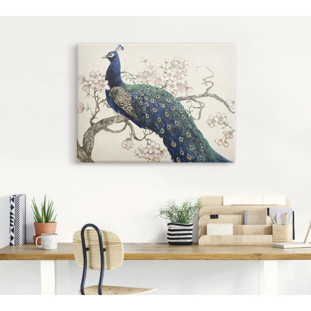 Artland Wandbild »Pfau & Blüten II«, Vögel, (1 St.)