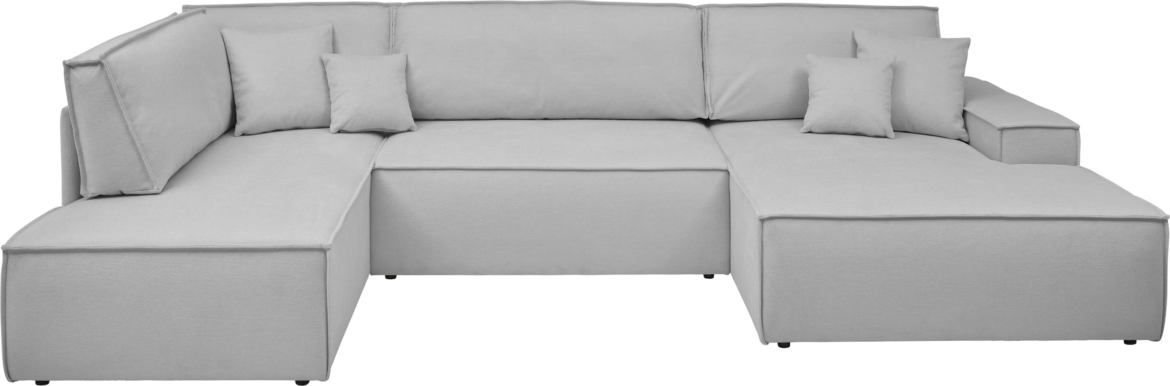 andas Wohnlandschaft »FINNLEY, U-Form XXL 329 cm, Schlafsofa, Schlaffunktion m. Bettkasten« verfügbar in den Stoffqualitäten Bouclé, Struktur fein und Mega Cord