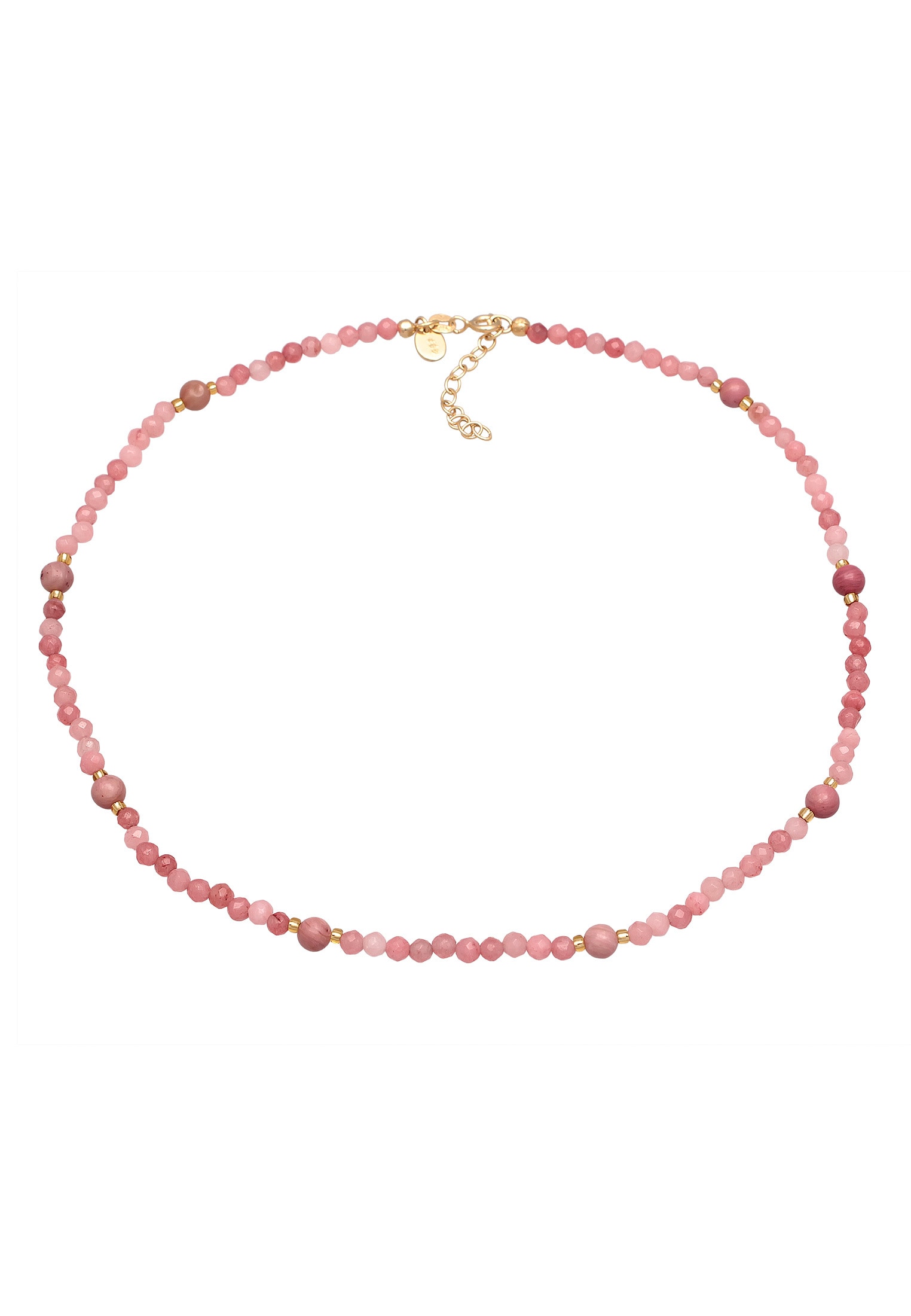 Elli Premium Lange Kette »Halskette Achat Rhodonit Glas Perlen Rose 925 Silber«