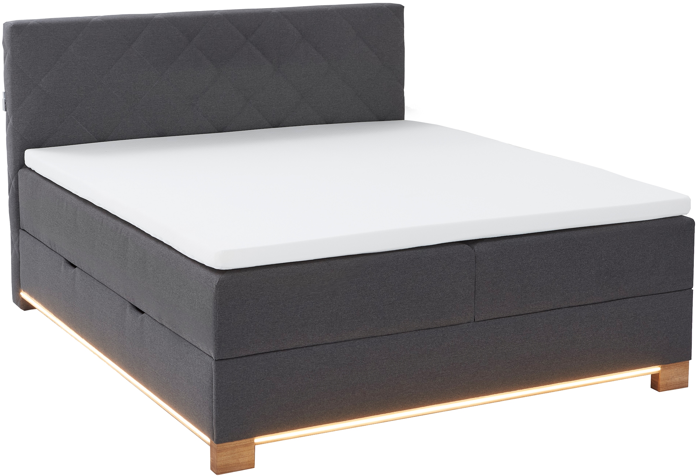 meise.möbel Boxspringbett »Messina«, inkl. Bettkasten, LED-Beleuchtung und Topper