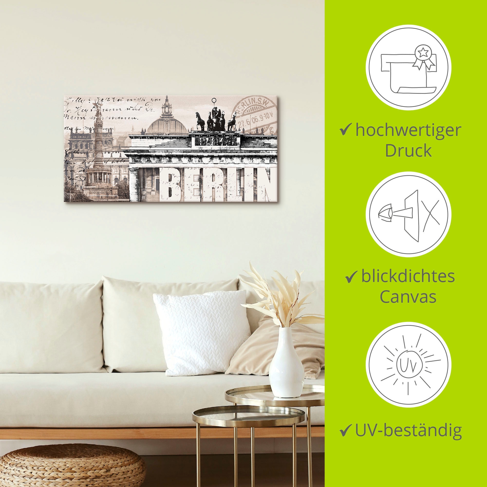 Artland Wandbild »Berlin II«, Deutschland, (1 St.), als Leinwandbild, Poster, Wandaufkleber in verschied. Größen