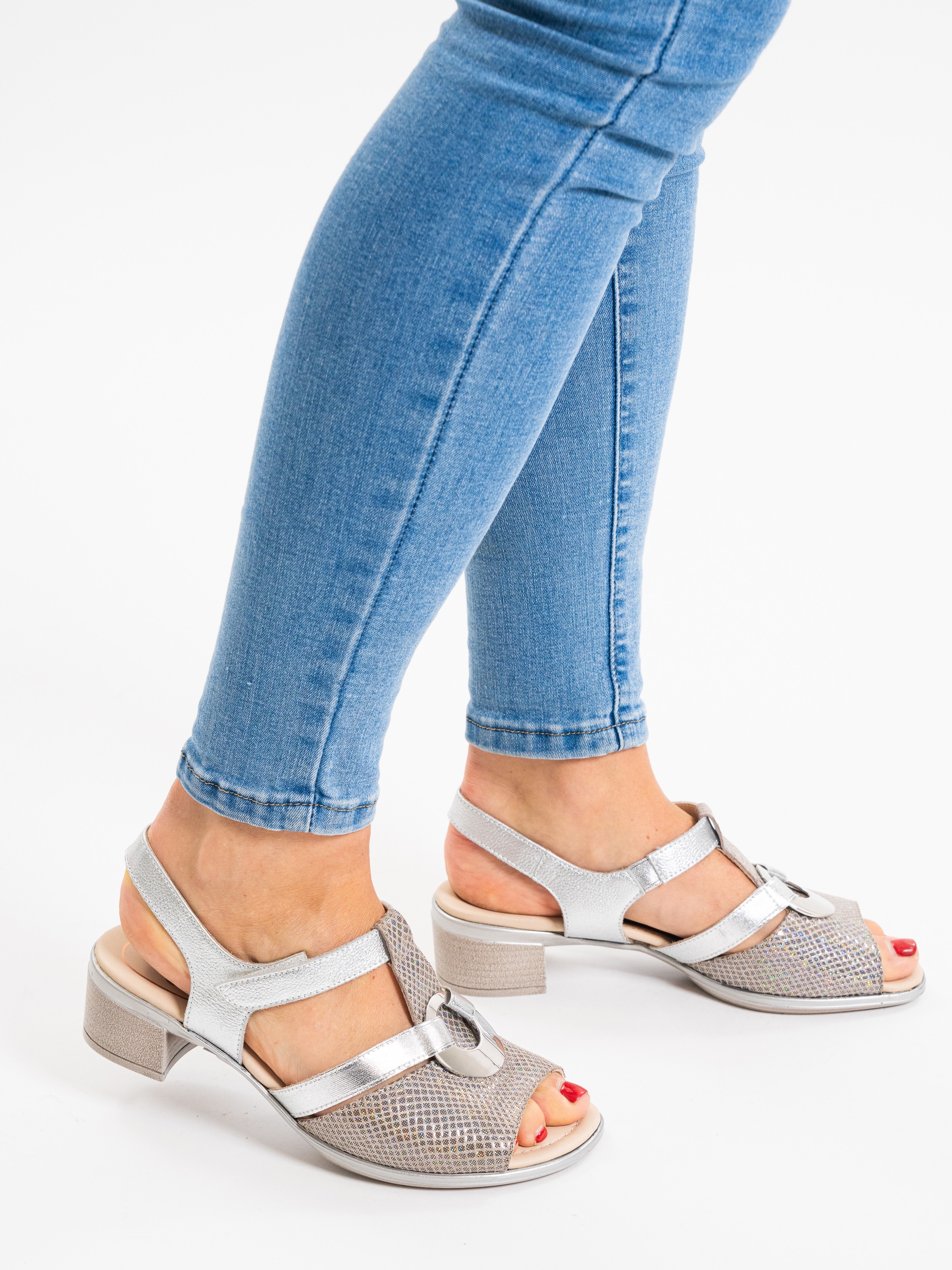 Ara Sandalette »LUGANO«, Festtagsschuh, Glitzersandale, Kitten Heel mit Blockabsatz, H-Weite