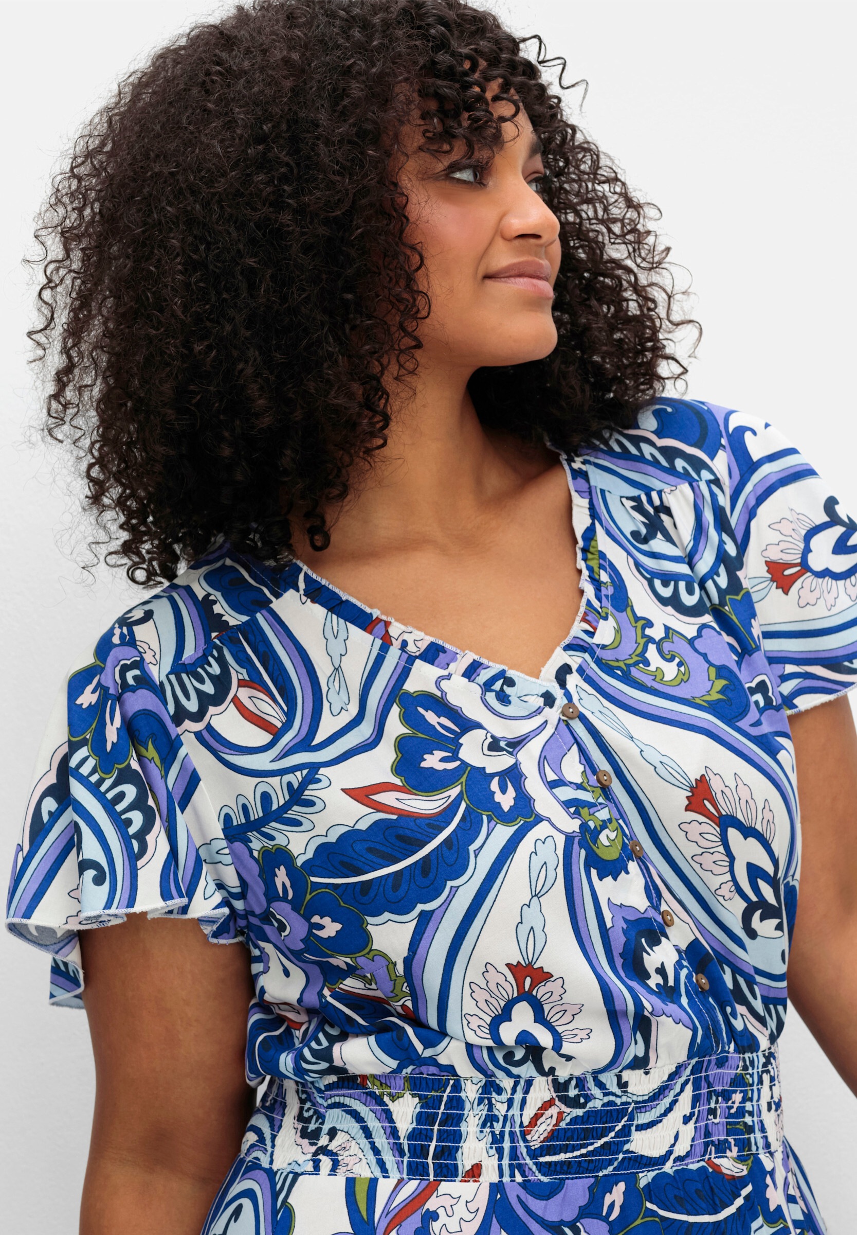 sheego by Joe Browns Sommerkleid »Druckkleid Maxikleid mit Paisleyprint« im Paisleymuster, mit Smokbund