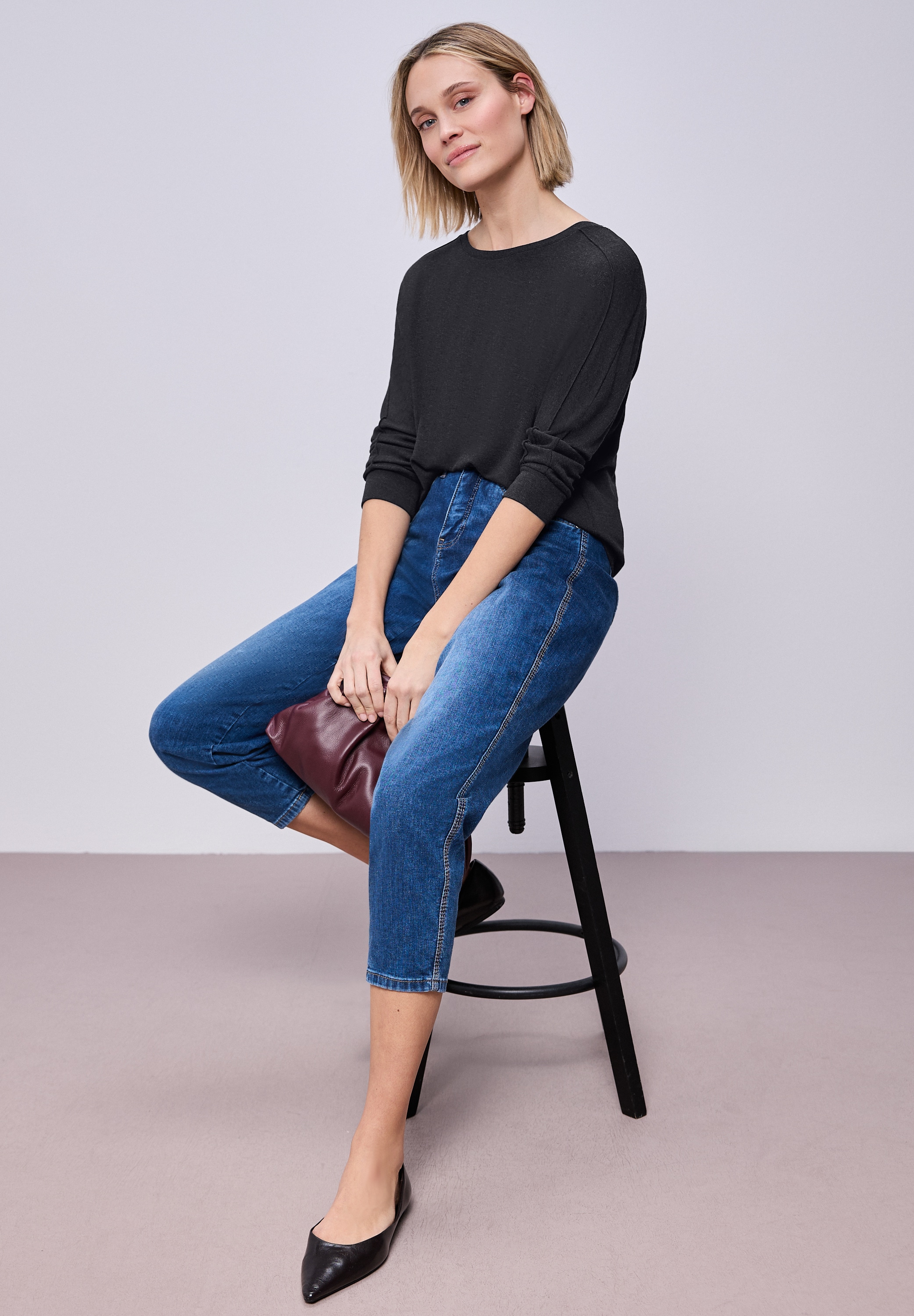 STREET ONE 3/4-Arm-Shirt im Melange-Look