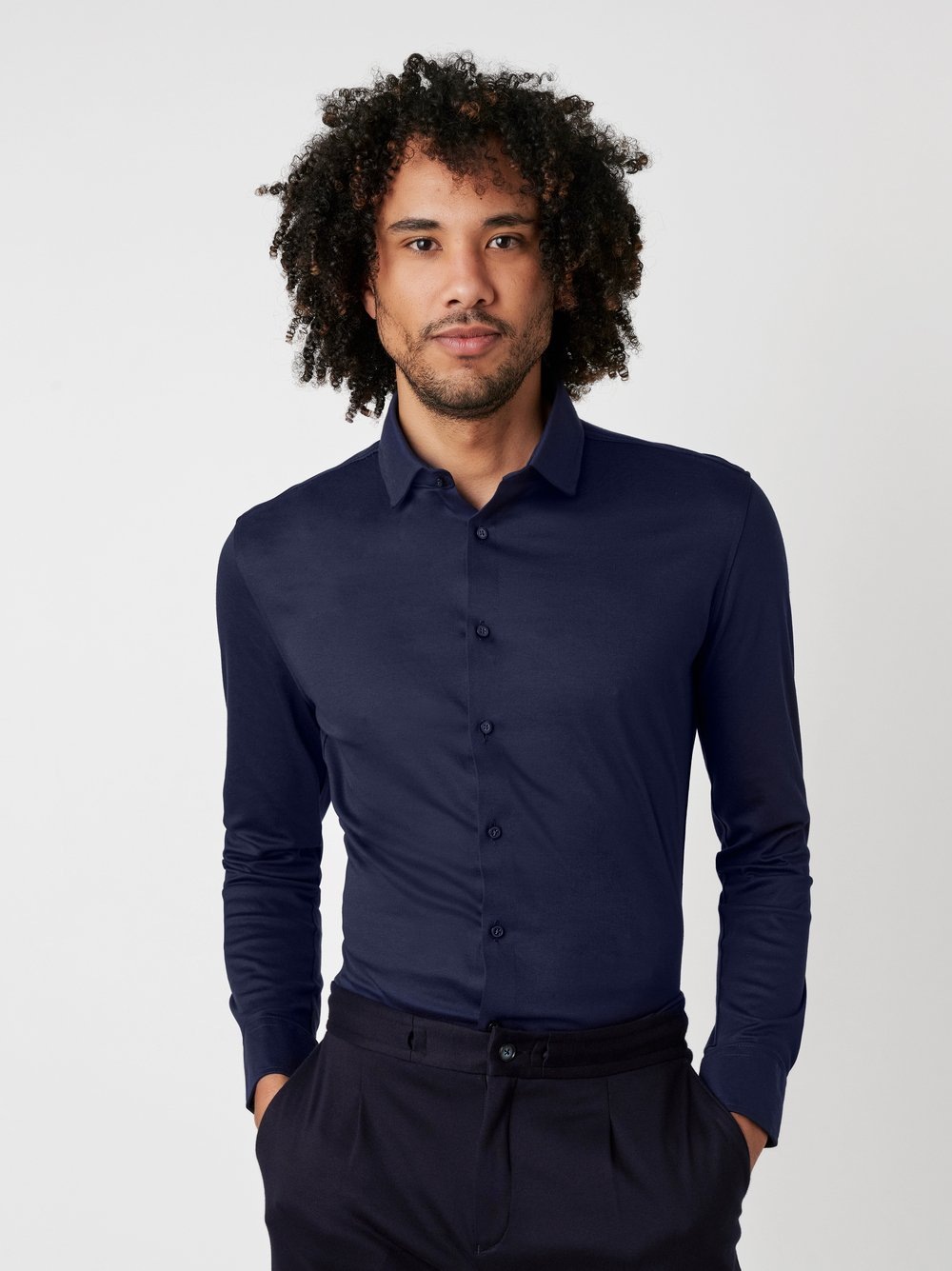 DESOTO Langarmhemd »Jerseyhemd Casual Kent langarm«, Flexibler Stretch
