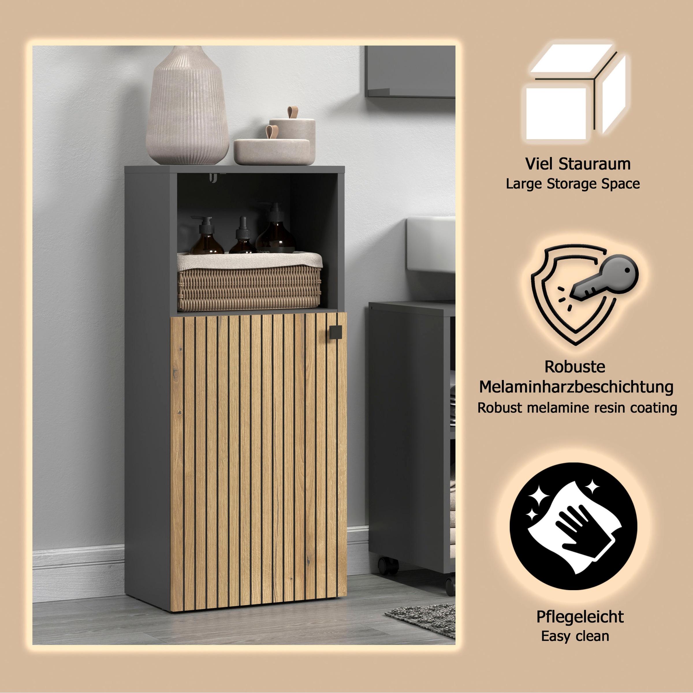welltime Unterschrank »Amrum« Standschrank mit 1 Tür & 1 Fach - (B/T/H) 40/31/95 cm